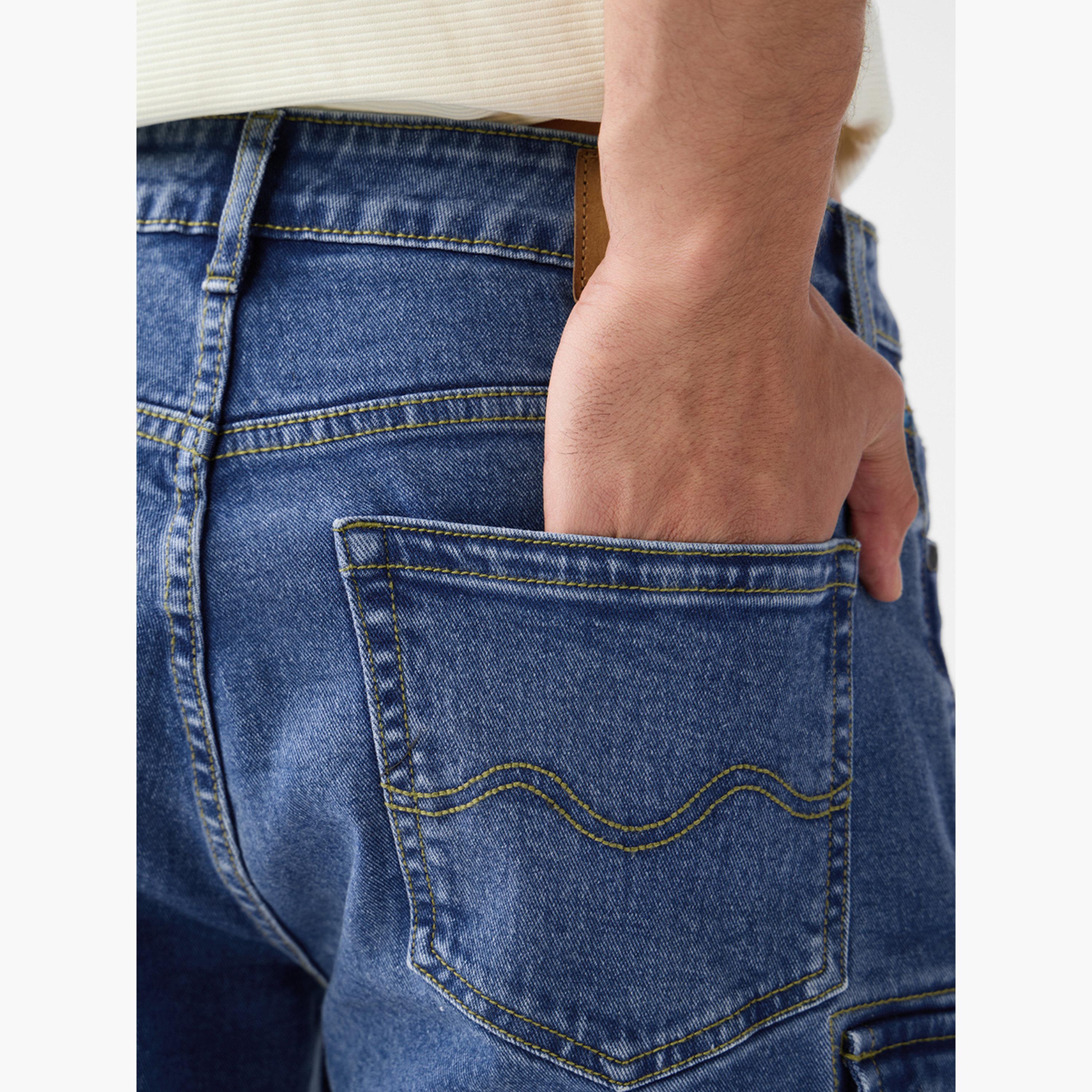 The Souled Store X Styli Men Blue Denim Cargo Shorts-men-clothing-bottoms-shorts-image-5