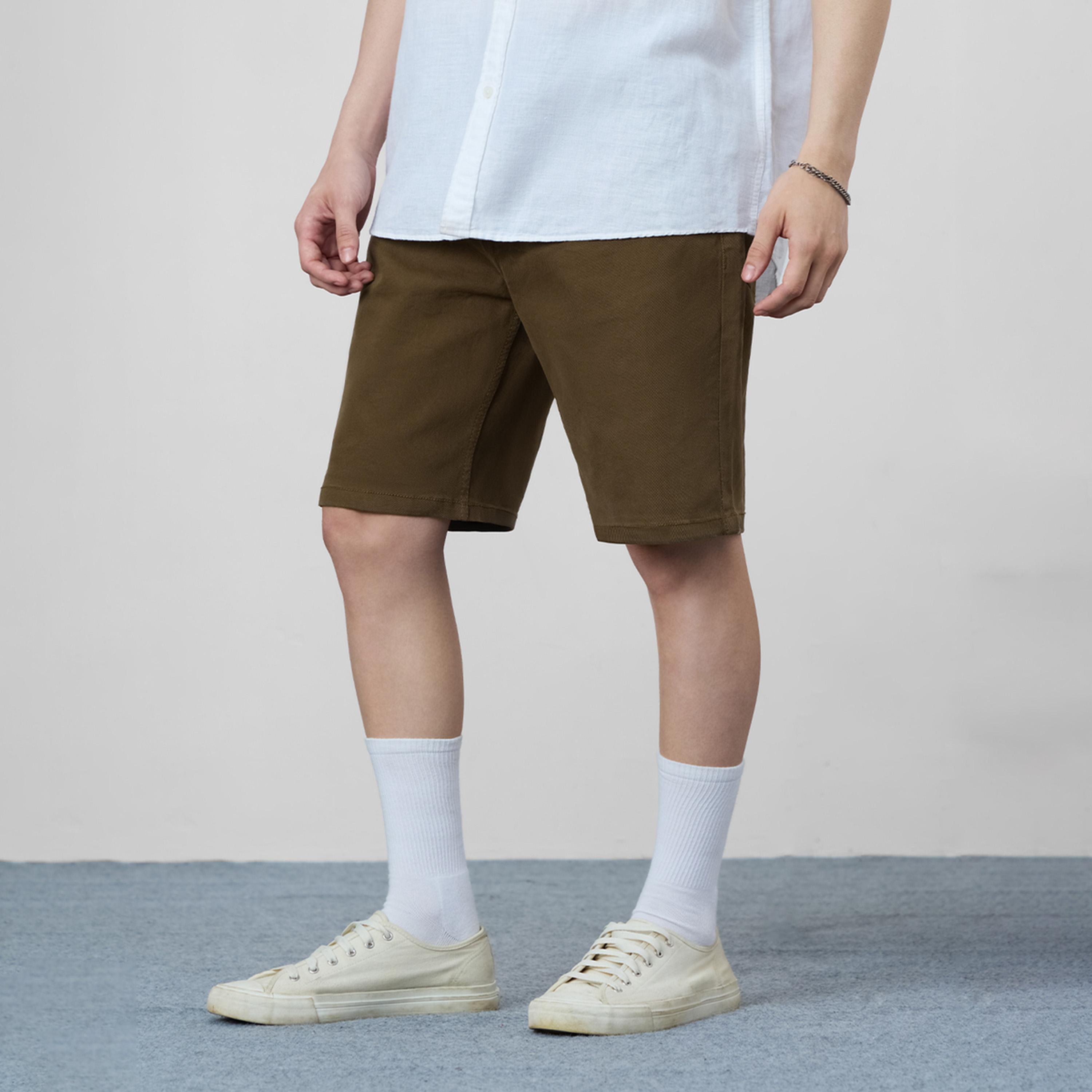 ذا سولد ستور × ستايلي - شورت جينز رجالي بني اللون بطول الركبة-men-clothing-bottoms-shorts-image-1