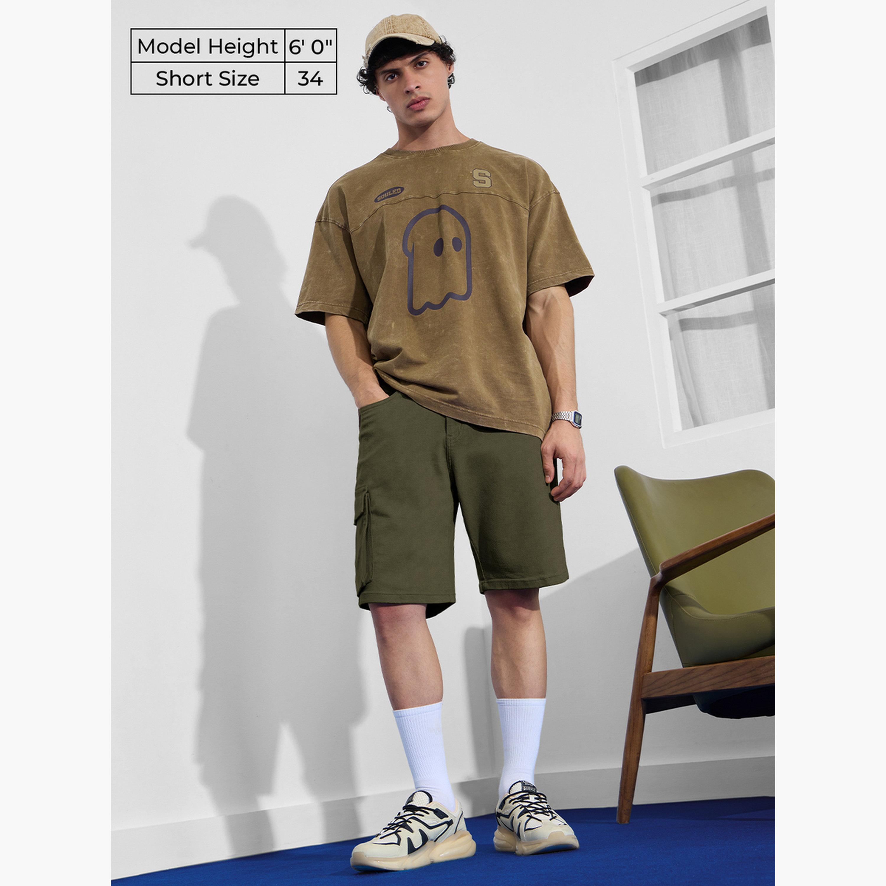 ذا سولد ستور × ستايلي - شورت كارجو جينز أخضر داكن للرجال-men-clothing-bottoms-shorts-image-2