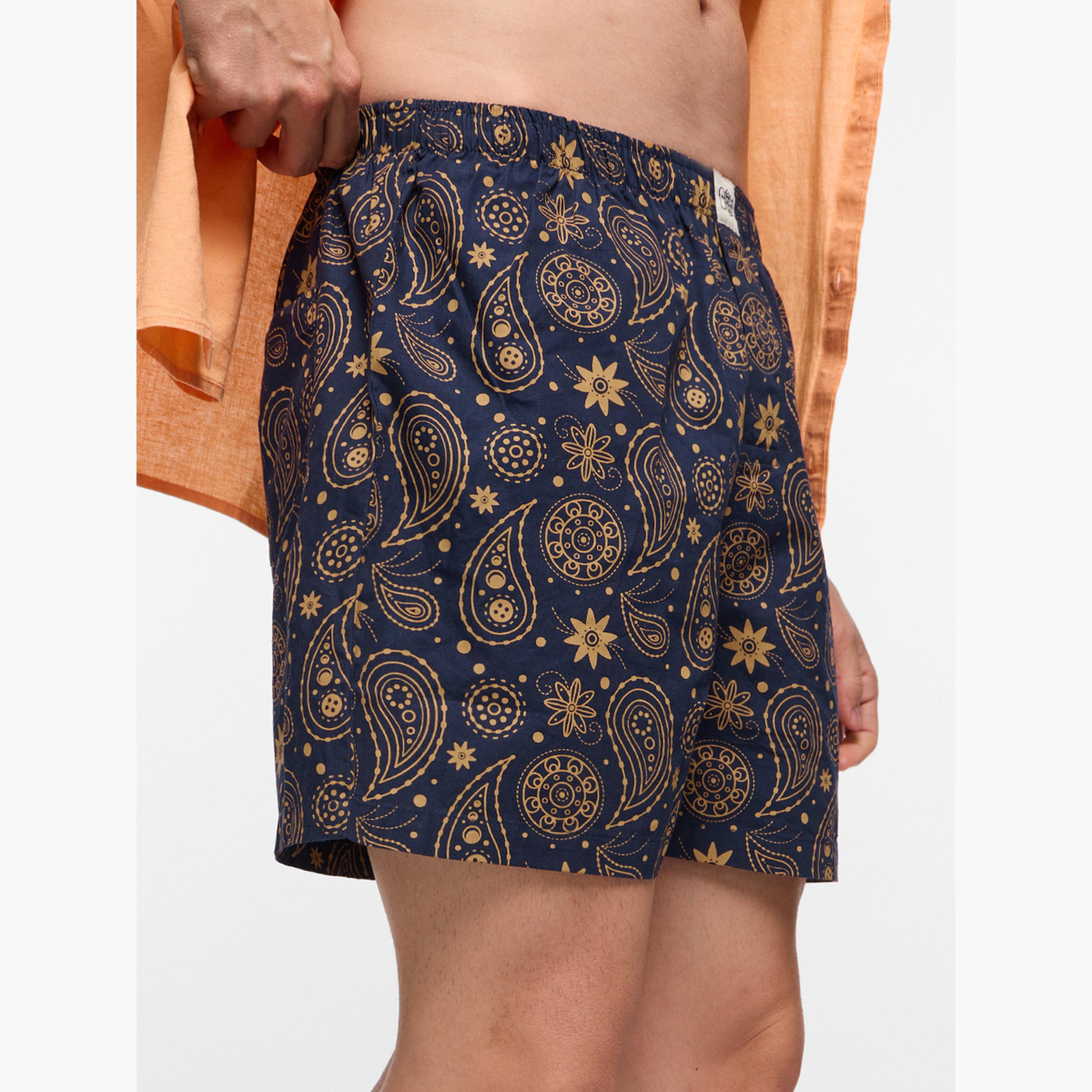 ذا سولد ستور × ستايلي - شورت بوكسر رجالي بطبعة بيزلي لون أزرق-men-clothing-bottoms-shorts-image-3