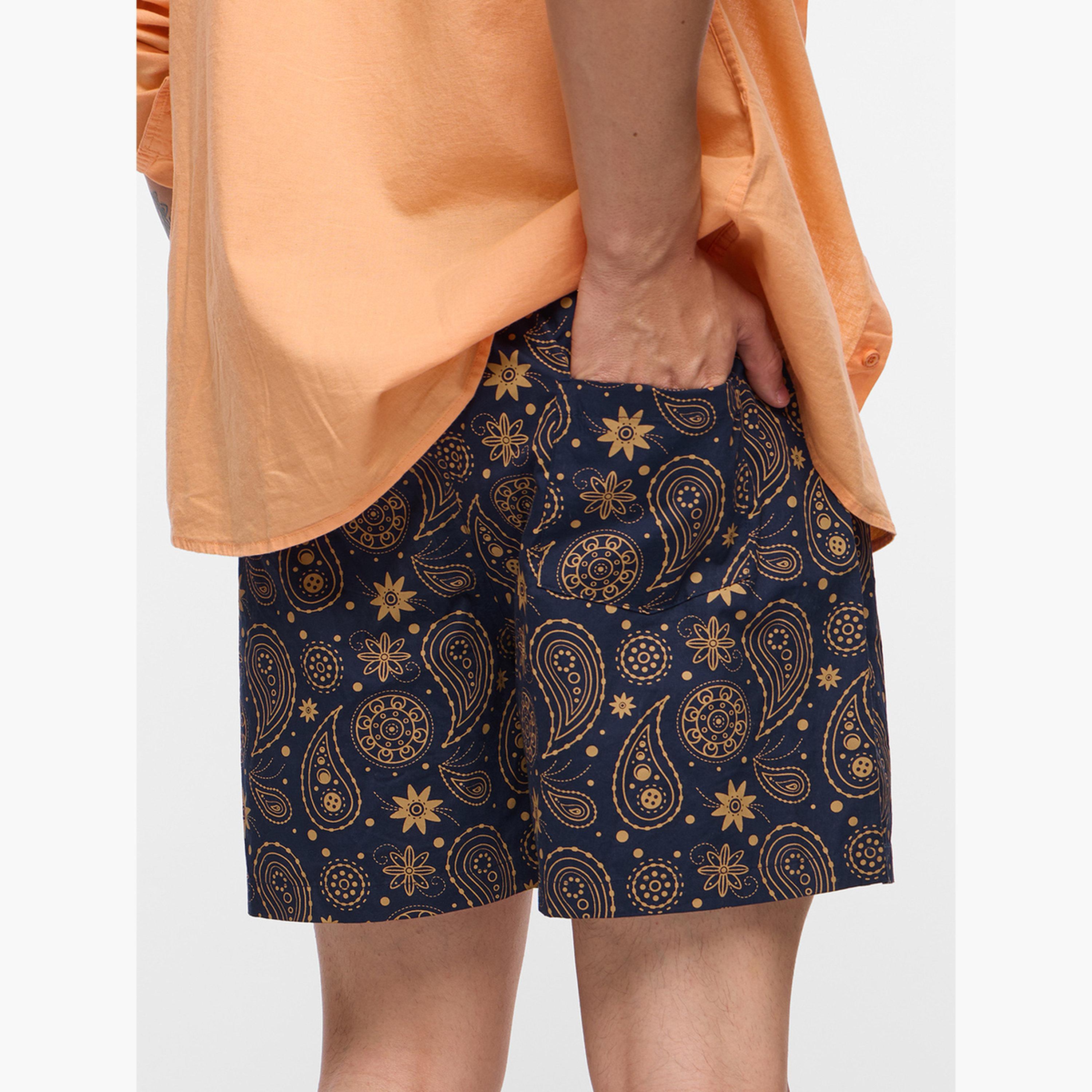 ذا سولد ستور × ستايلي - شورت بوكسر رجالي بطبعة بيزلي لون أزرق-men-clothing-bottoms-shorts-image-4