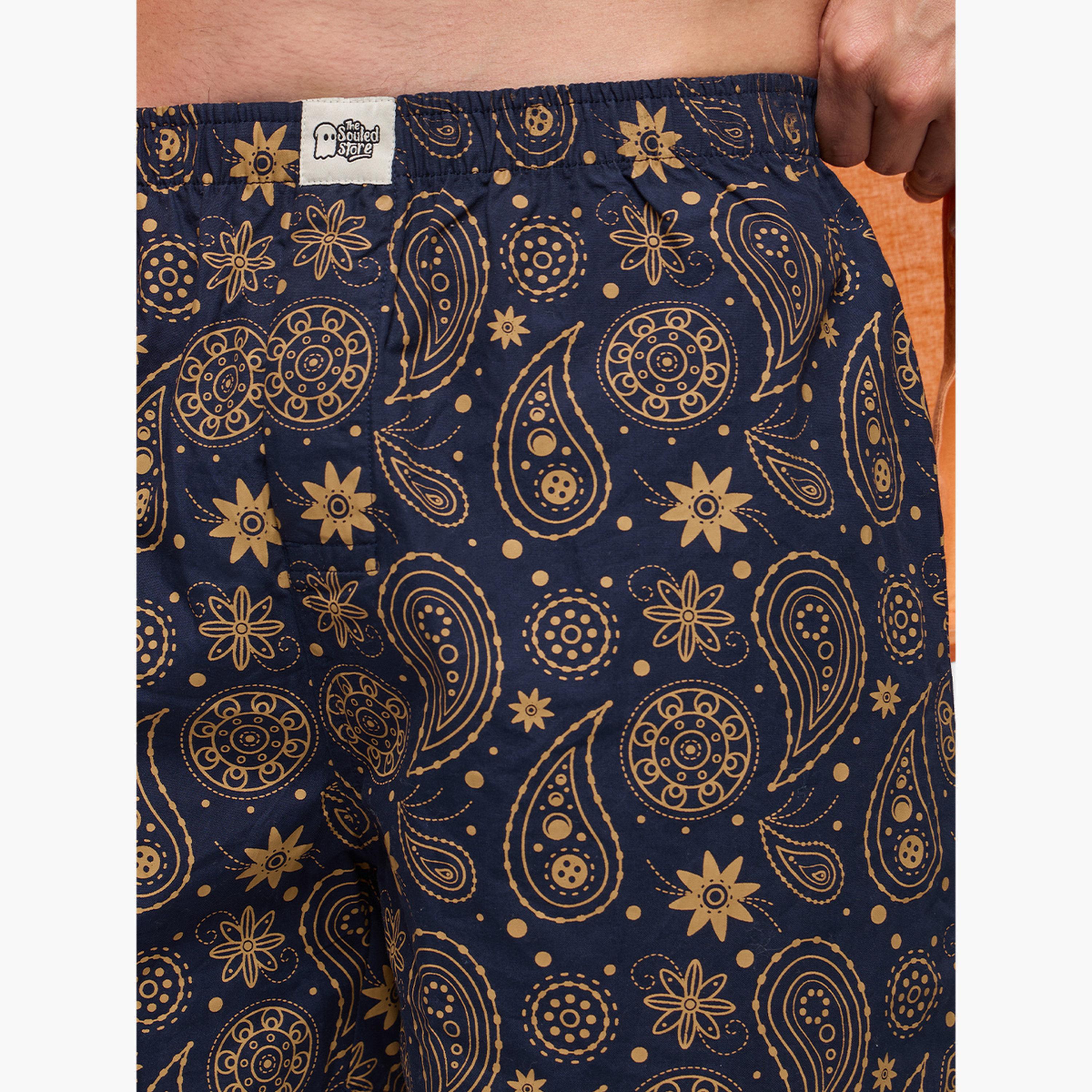 ذا سولد ستور × ستايلي - شورت بوكسر رجالي بطبعة بيزلي لون أزرق-men-clothing-bottoms-shorts-image-5