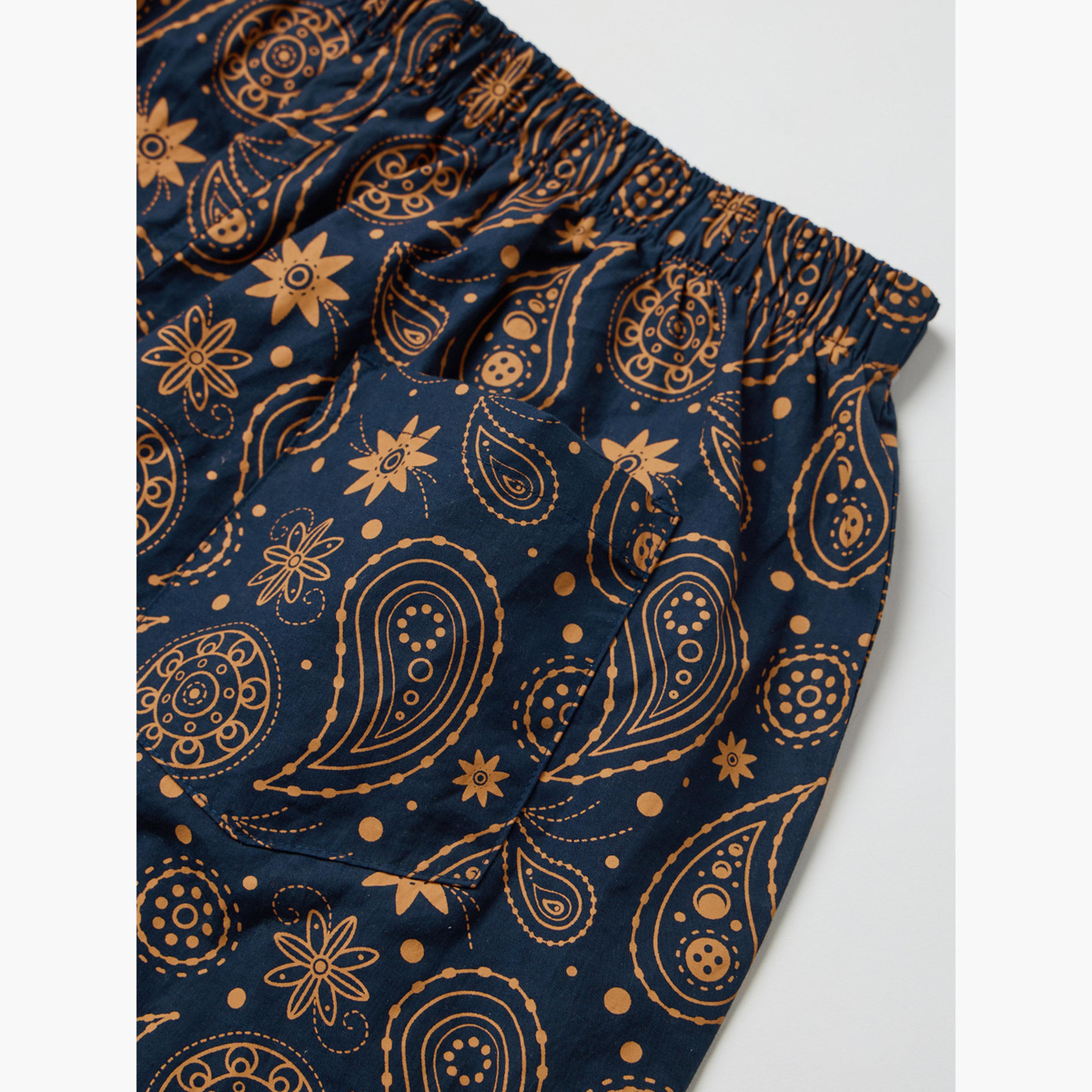 ذا سولد ستور × ستايلي - شورت بوكسر رجالي بطبعة بيزلي لون أزرق-men-clothing-bottoms-shorts-image-6