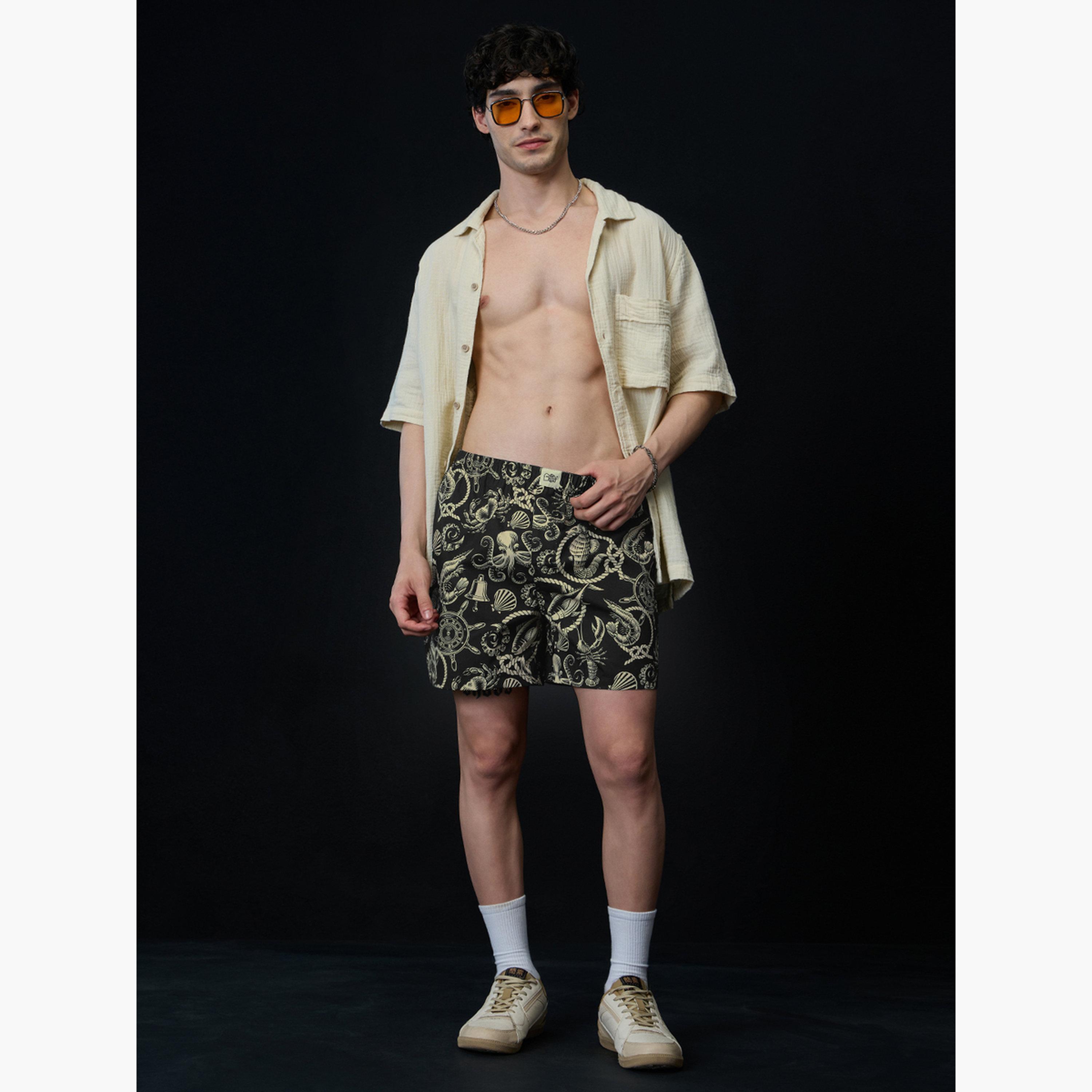 The Souled Store X Styli Men Black Nautical Print Boxer Shorts-men-clothing-bottoms-shorts-image-2