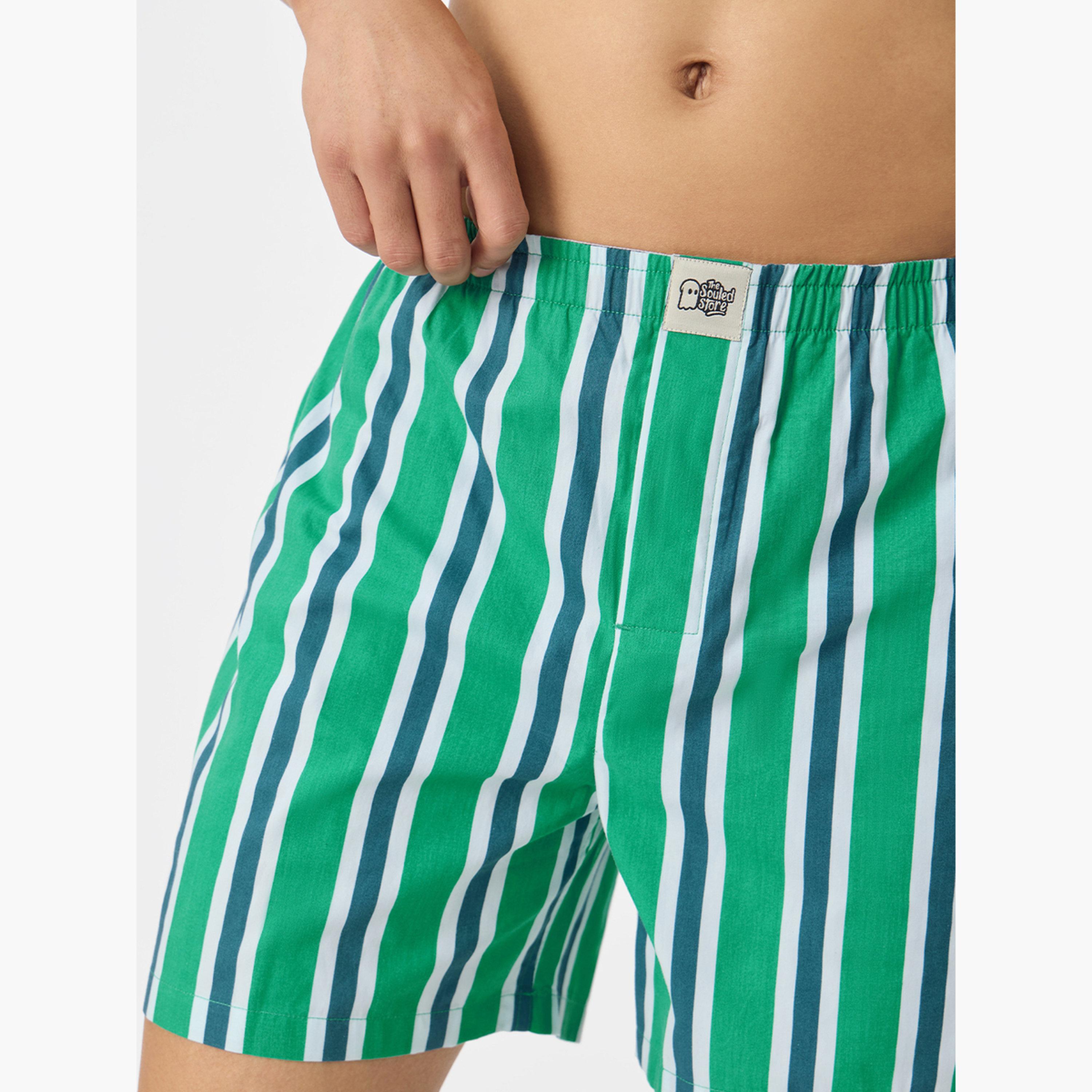 ذا سولد ستور × ستايلي - شورت بوكسر مخطط لون أخضر للرجال-men-clothing-bottoms-shorts-image-3