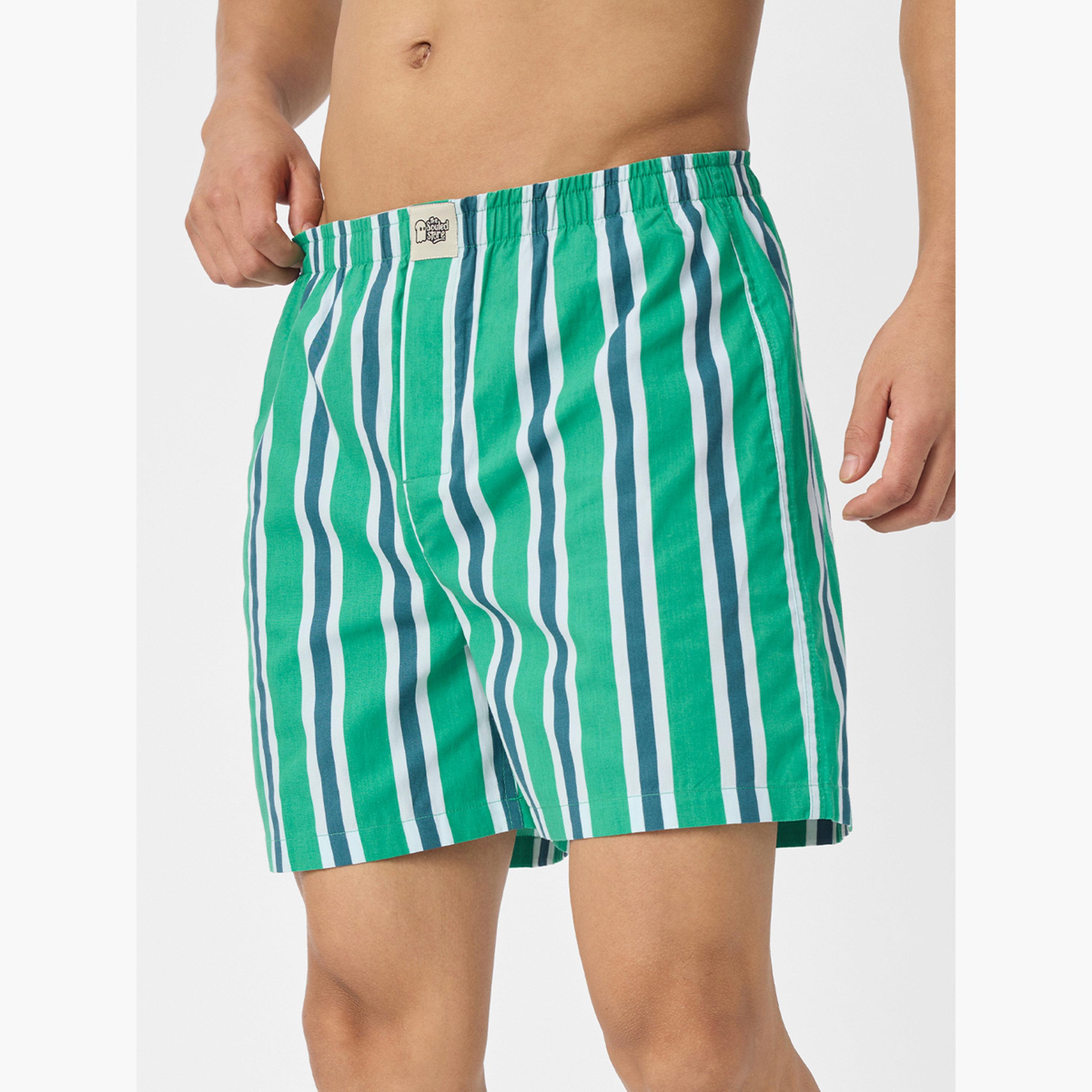 ذا سولد ستور × ستايلي - شورت بوكسر مخطط لون أخضر للرجال-men-clothing-bottoms-shorts-image-4