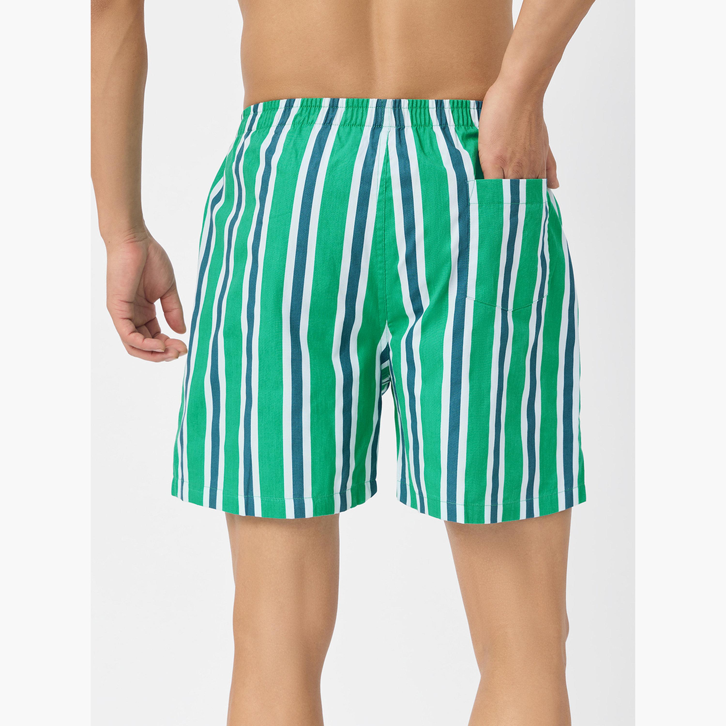 ذا سولد ستور × ستايلي - شورت بوكسر مخطط لون أخضر للرجال-men-clothing-bottoms-shorts-image-5
