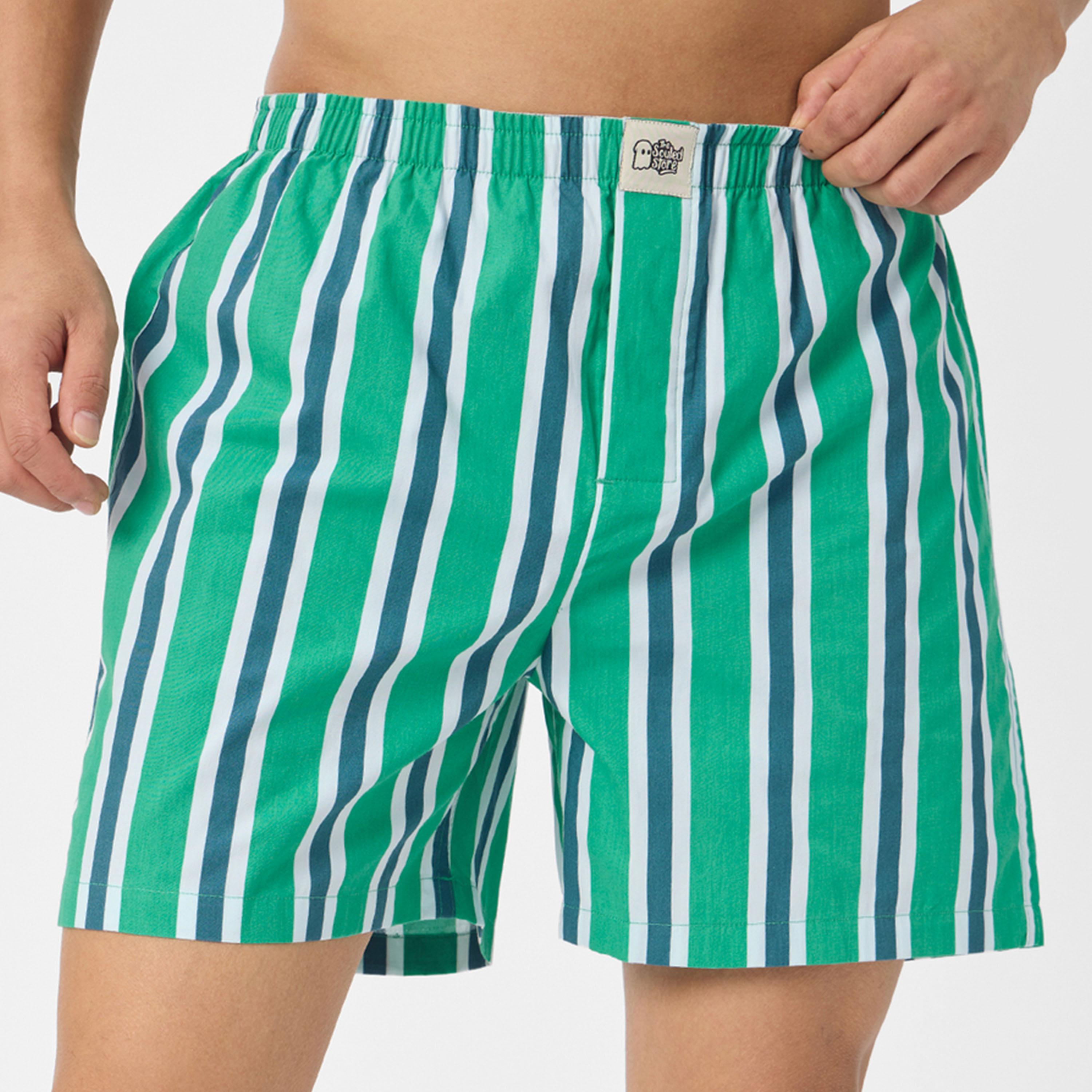 ذا سولد ستور × ستايلي - شورت بوكسر مخطط لون أخضر للرجال-men-clothing-bottoms-shorts-image-6