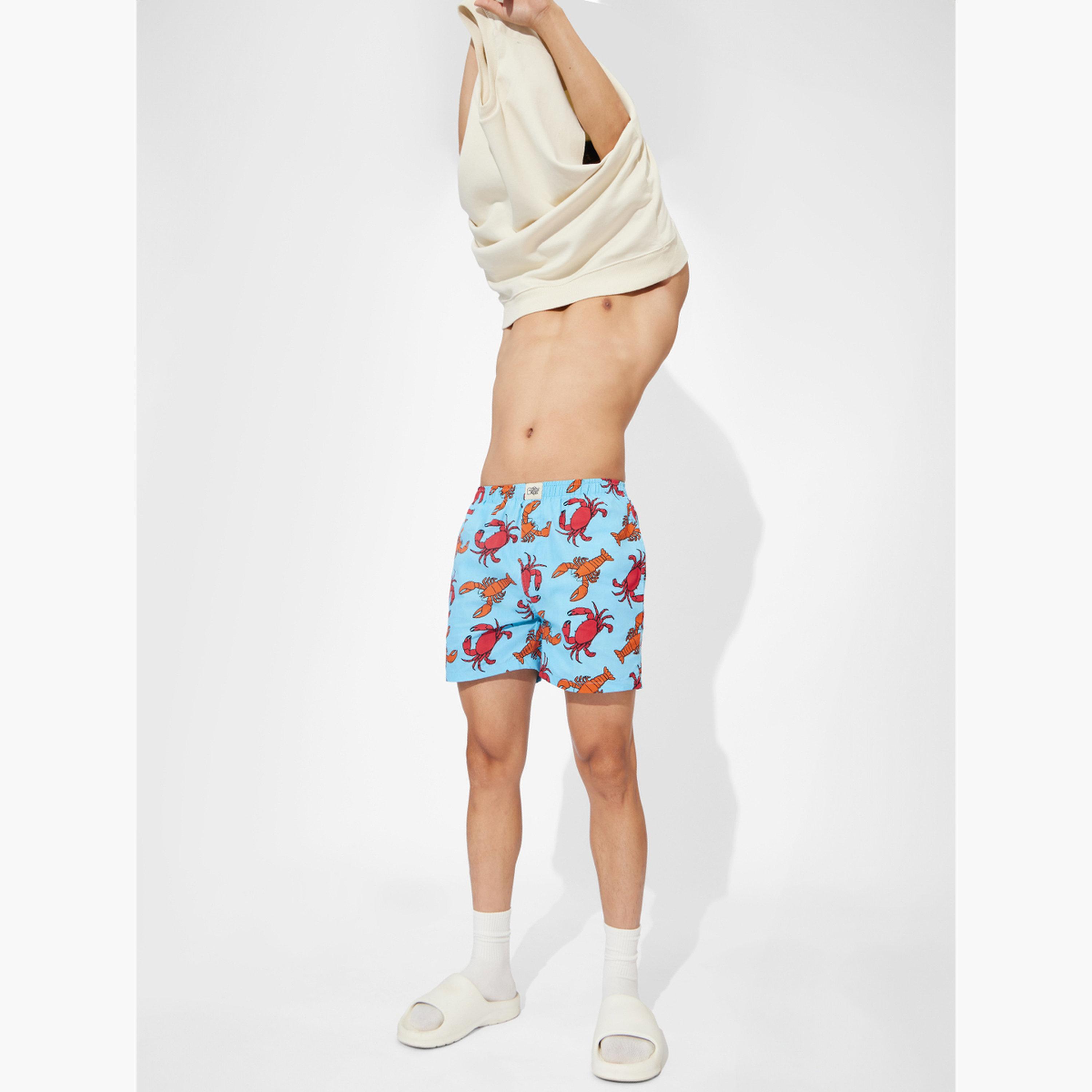 The Souled Store X Styli Men Blue Lobster Print Boxer Shorts-men-clothing-bottoms-shorts-image-3