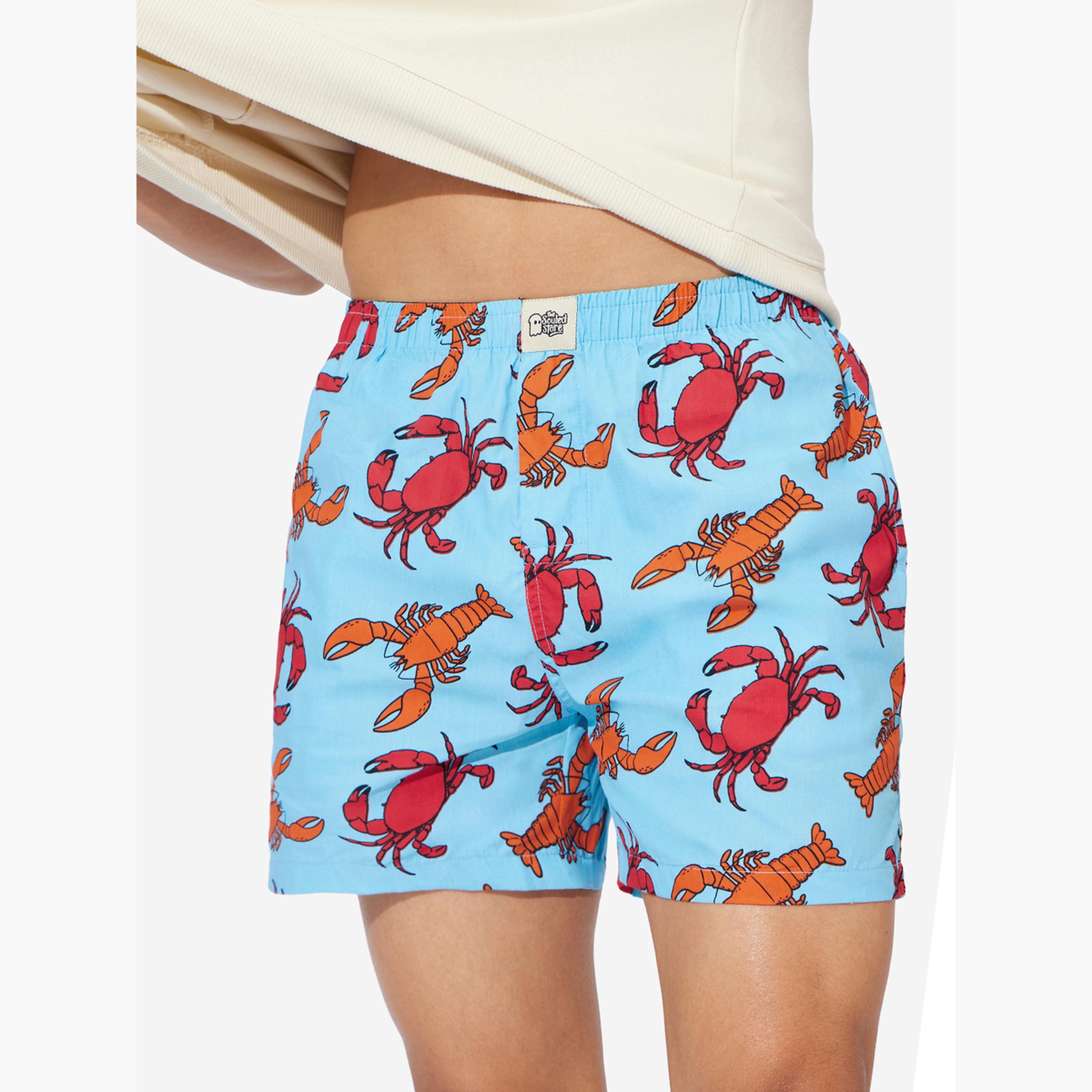 The Souled Store X Styli Men Blue Lobster Print Boxer Shorts-men-clothing-bottoms-shorts-image-4