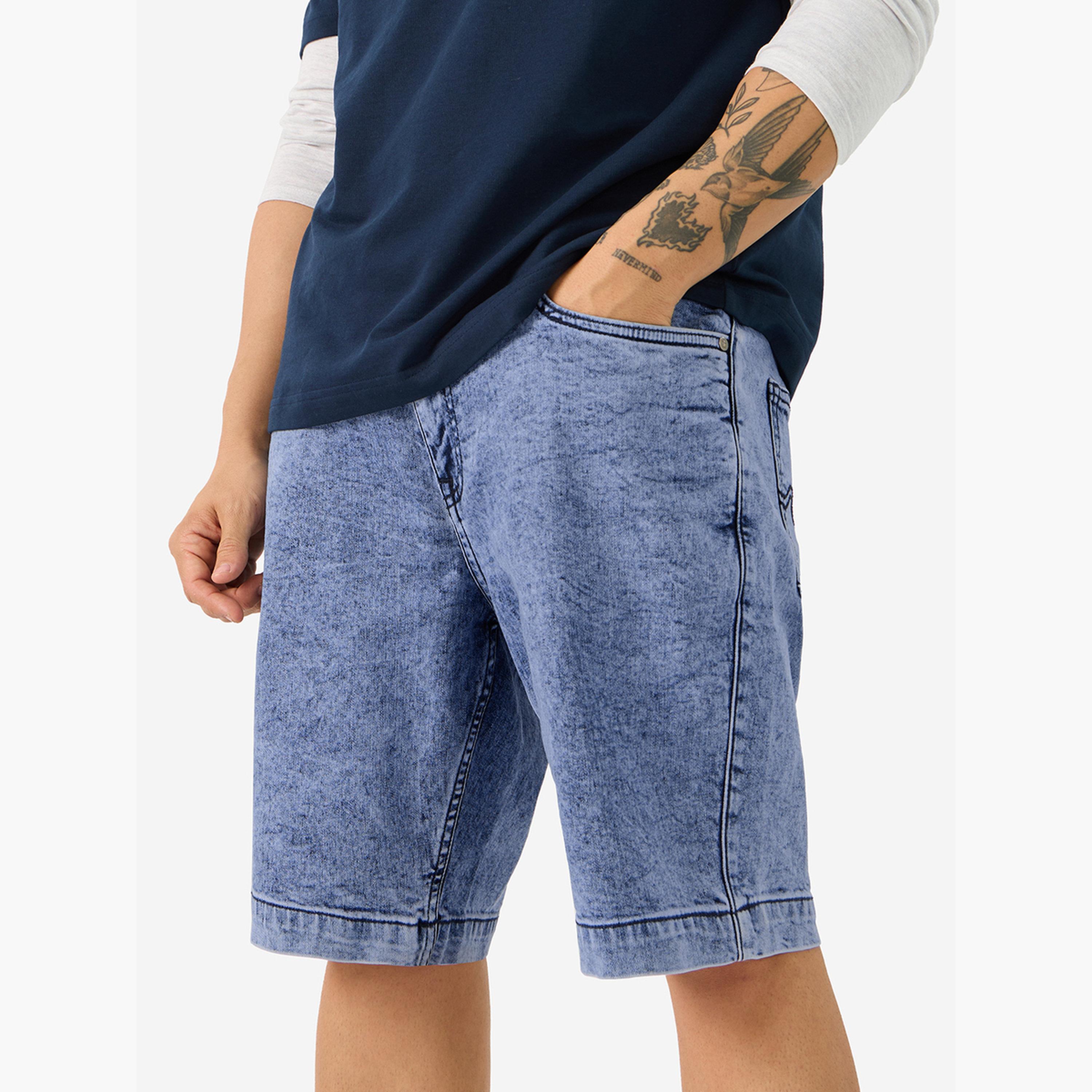 ذا سولد ستور × ستايلي - شورت جينز رجالي أزرق مع جيوب-men-clothing-bottoms-shorts-image-1