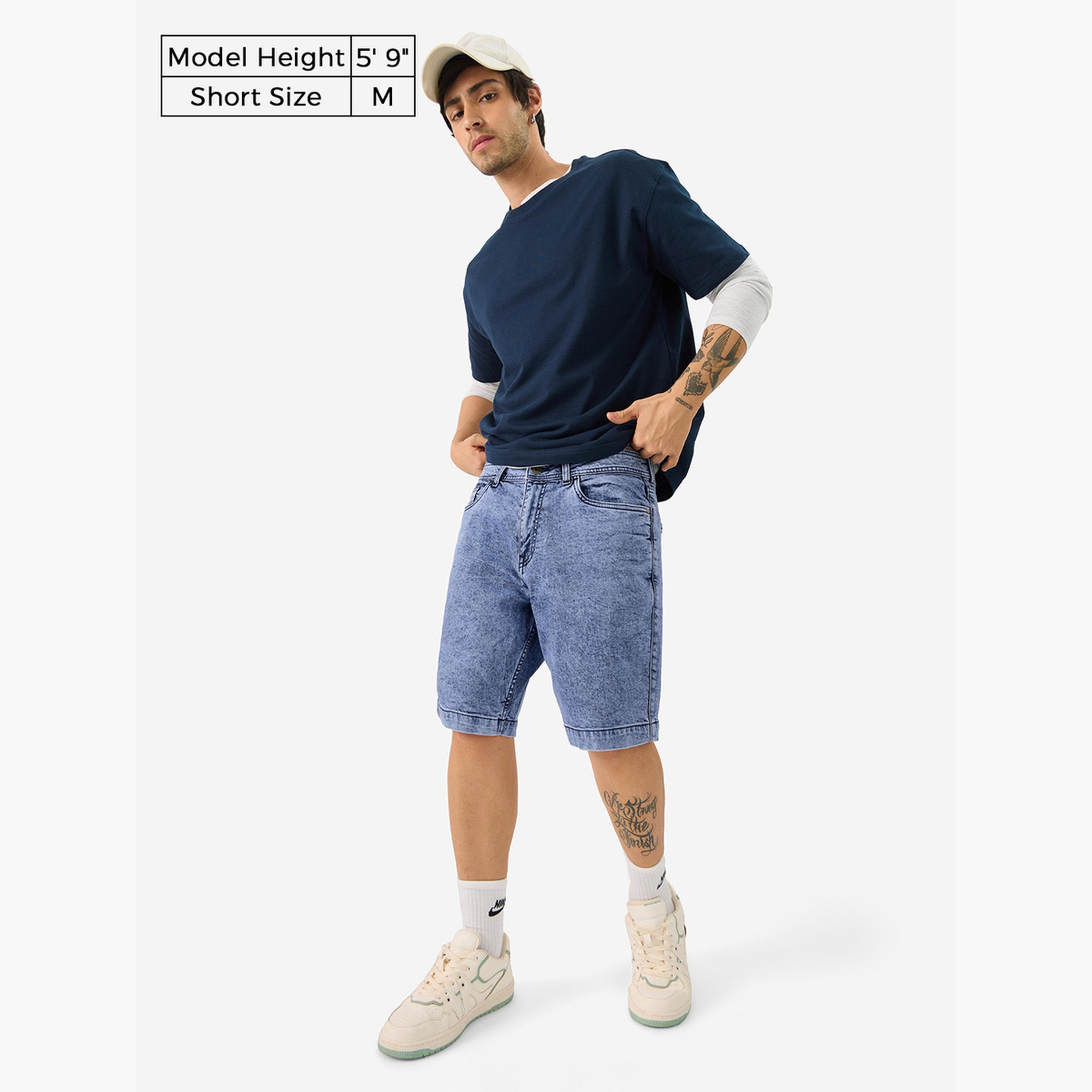 The Souled Store X Styli Men Blue Denim Shorts with Pockets-men-clothing-bottoms-shorts-image-2