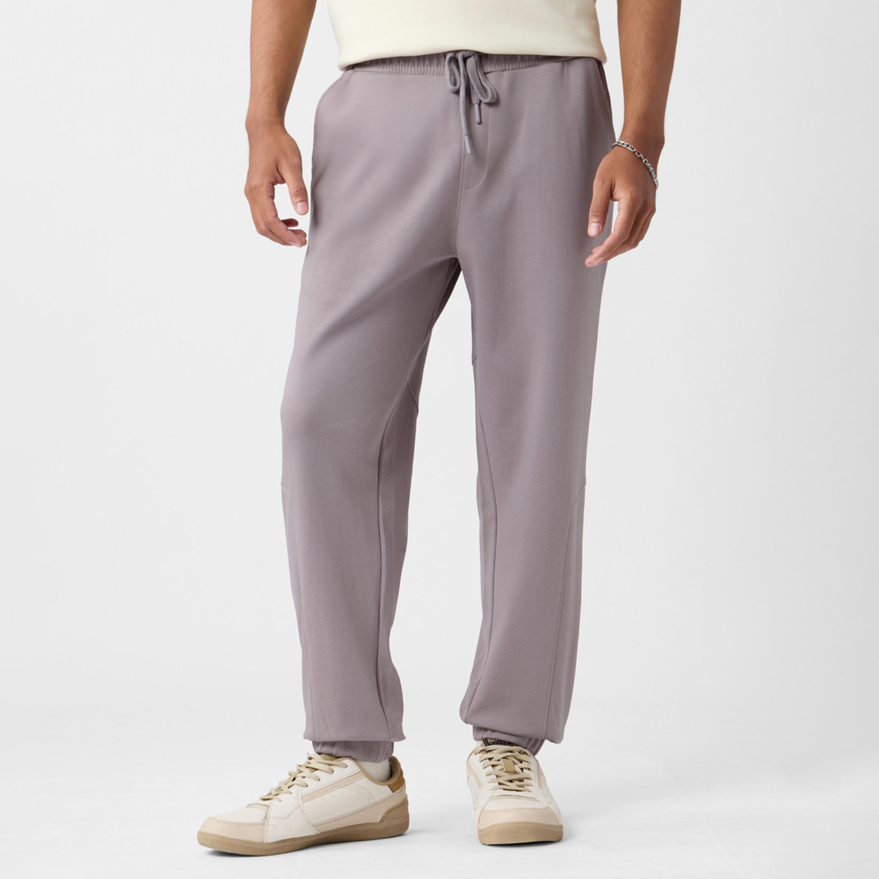 The Souled Store X Styli Men Grey Plain Relaxed Fit Joggers-men-clothing-bottoms-joggers-image-1