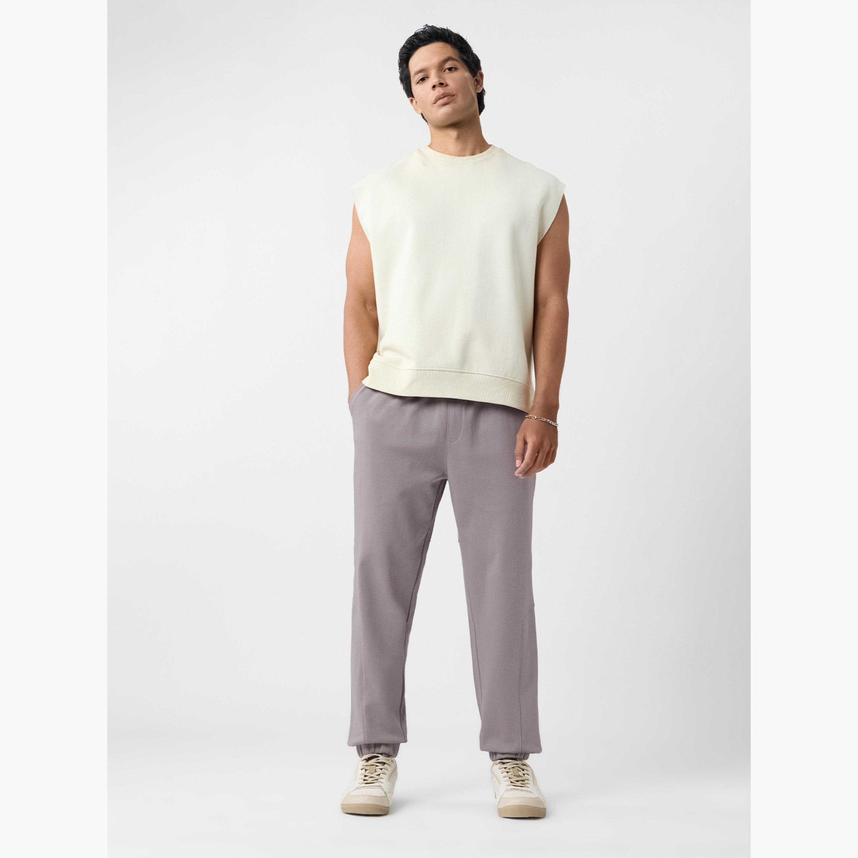 The Souled Store X Styli Men Grey Plain Relaxed Fit Joggers-men-clothing-bottoms-joggers-image-2