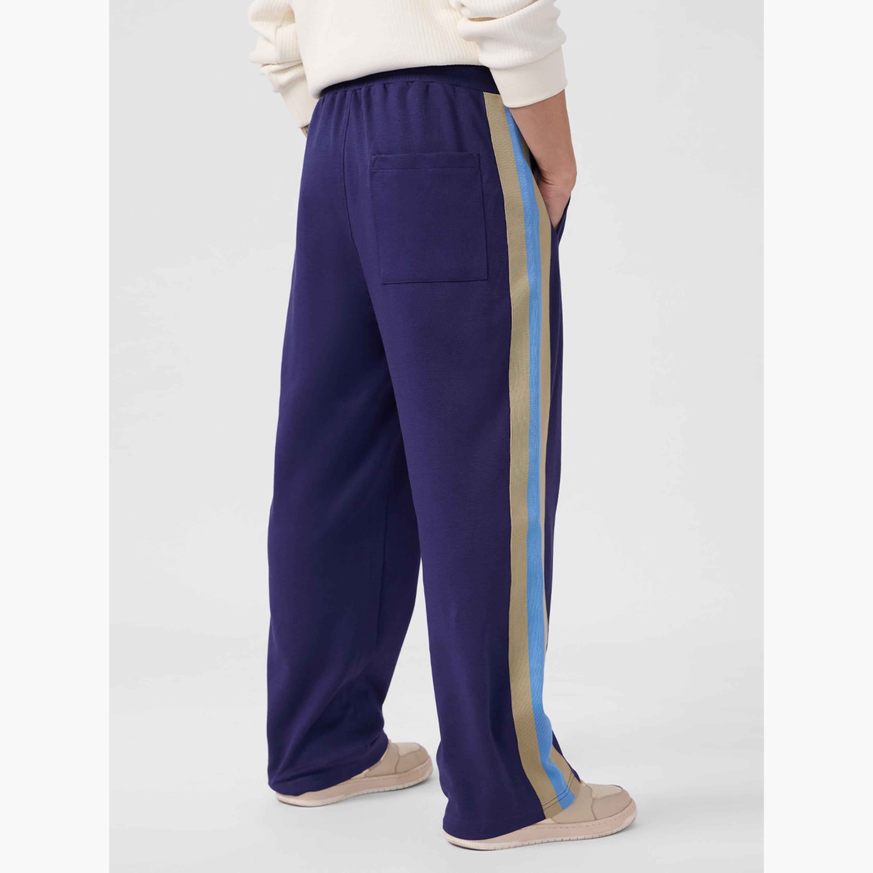 ذا سولد ستور × ستايلي - بنطال رياضي كوري رجالي مخطط جانبي لون أزرق-men-clothing-bottoms-joggers-image-5