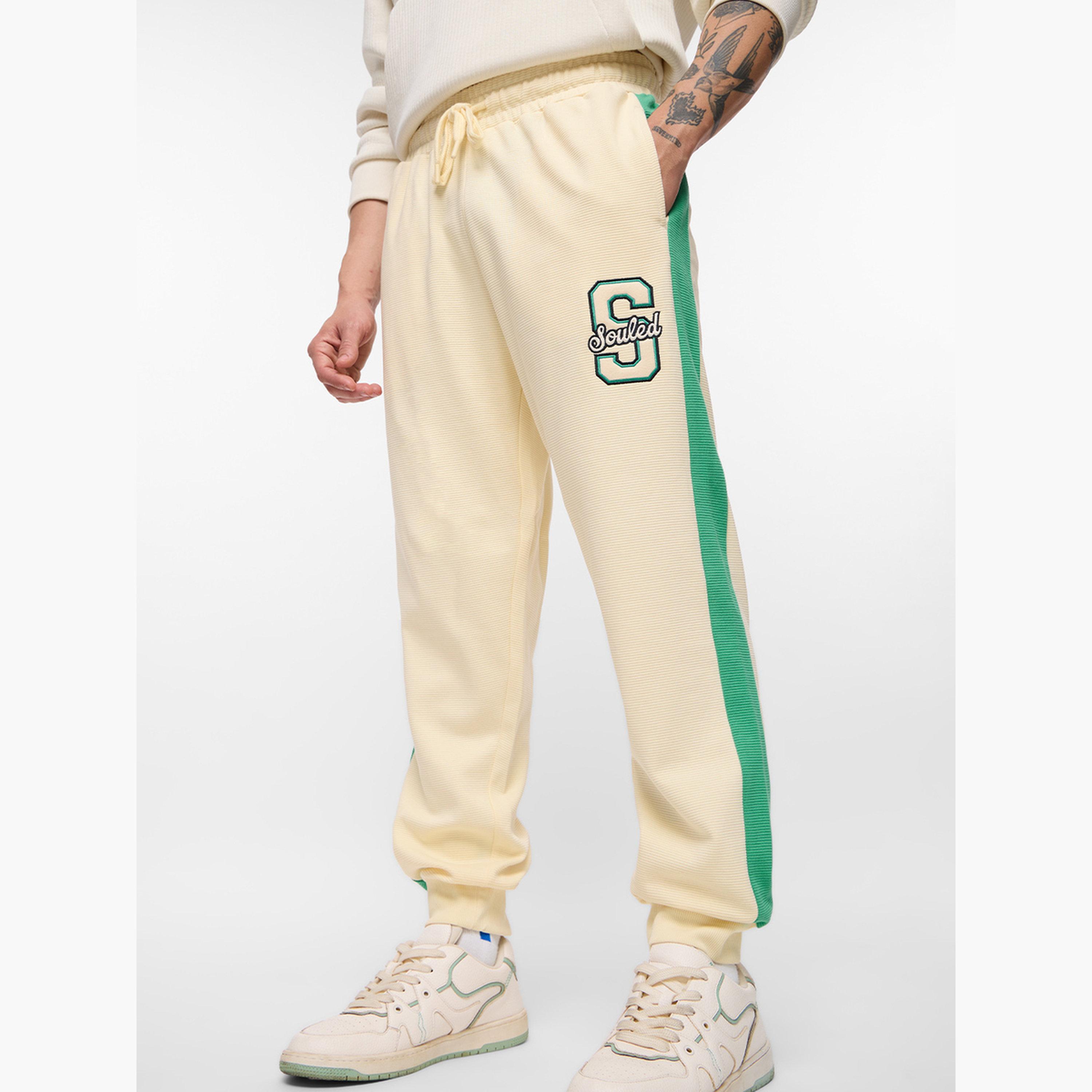 The Souled Store X Styli Men Cream Embroidered Oversized Joggers-men-clothing-bottoms-joggers-image-3