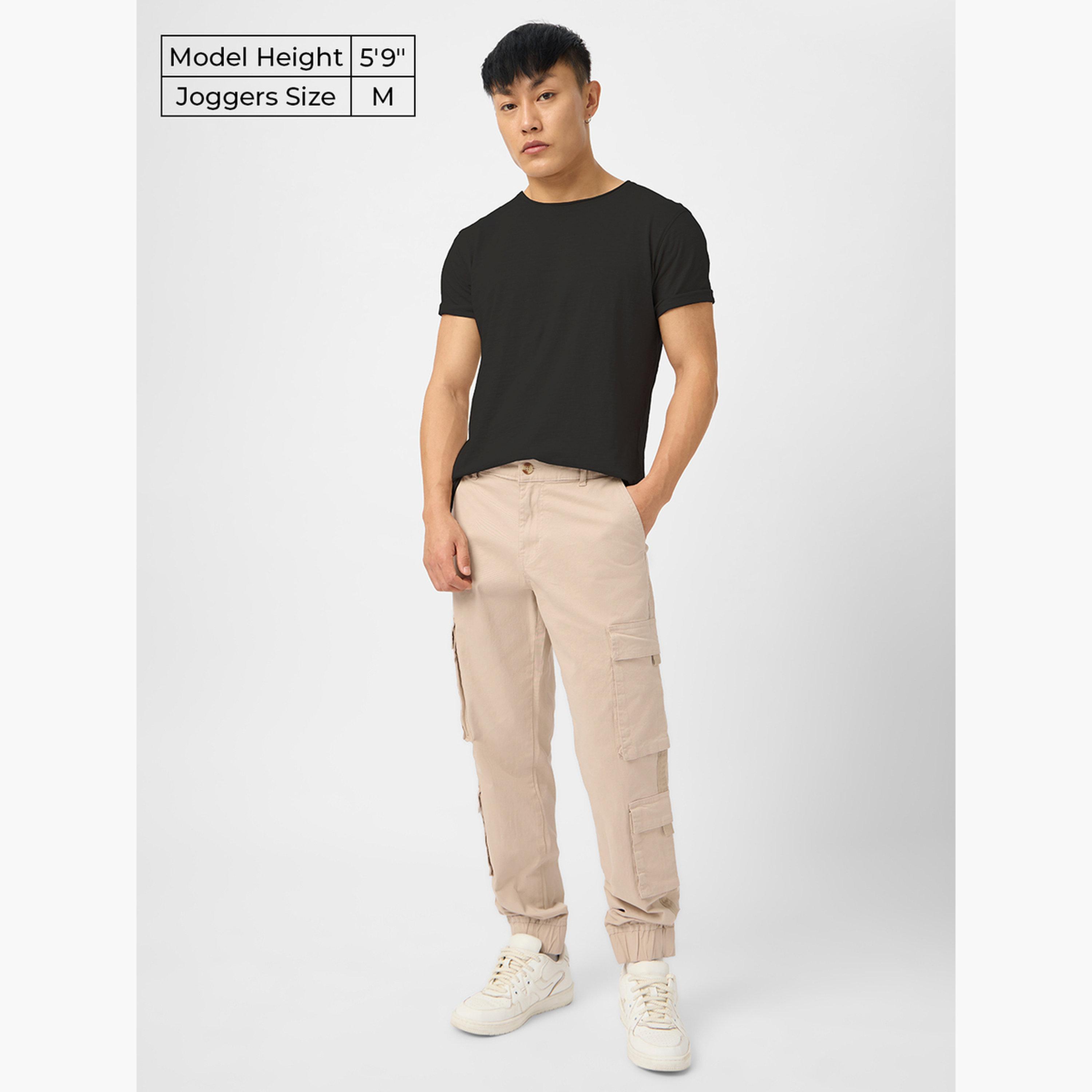 The Souled Store X Styli Men Beige Cuffed Cargo Joggers-men-clothing-bottoms-joggers-image-2