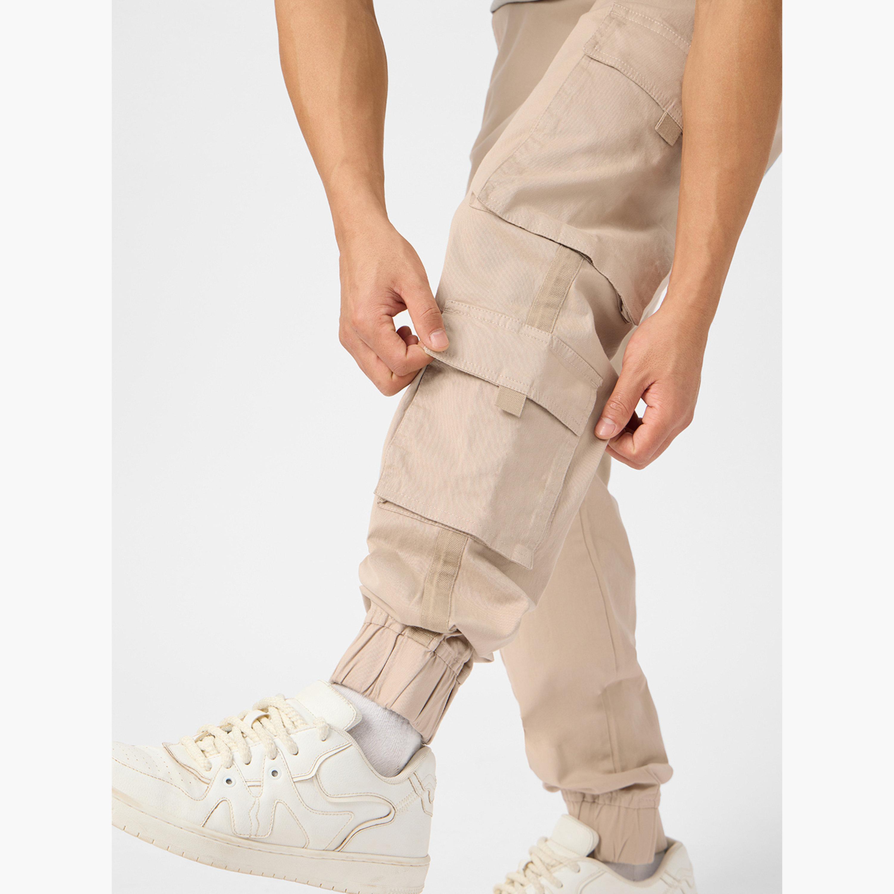 The Souled Store X Styli Men Beige Cuffed Cargo Joggers-men-clothing-bottoms-joggers-image-6