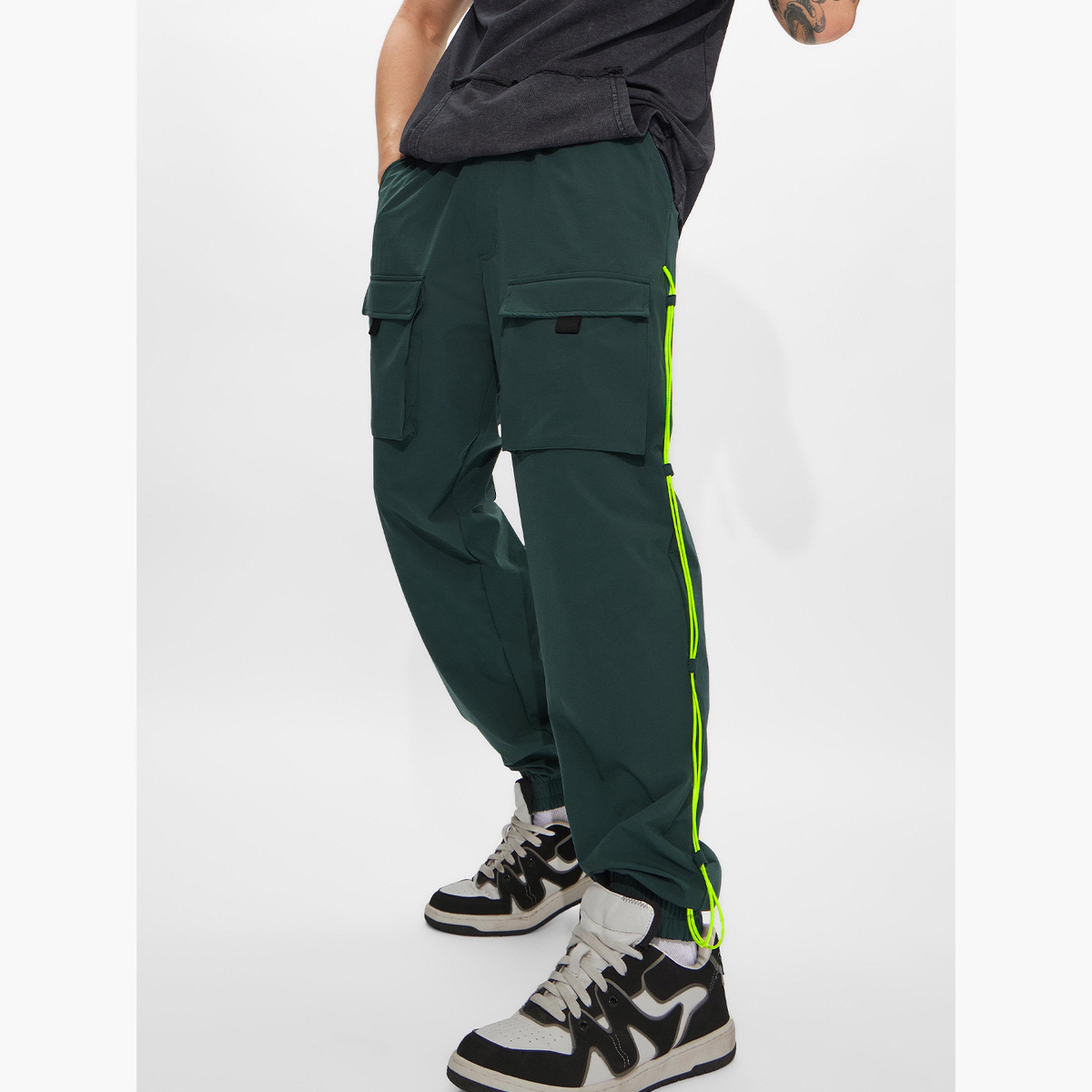 The Souled Store X Styli Men Dark Green Relaxed Fit Cargo Joggers-men-clothing-bottoms-joggers-image-3