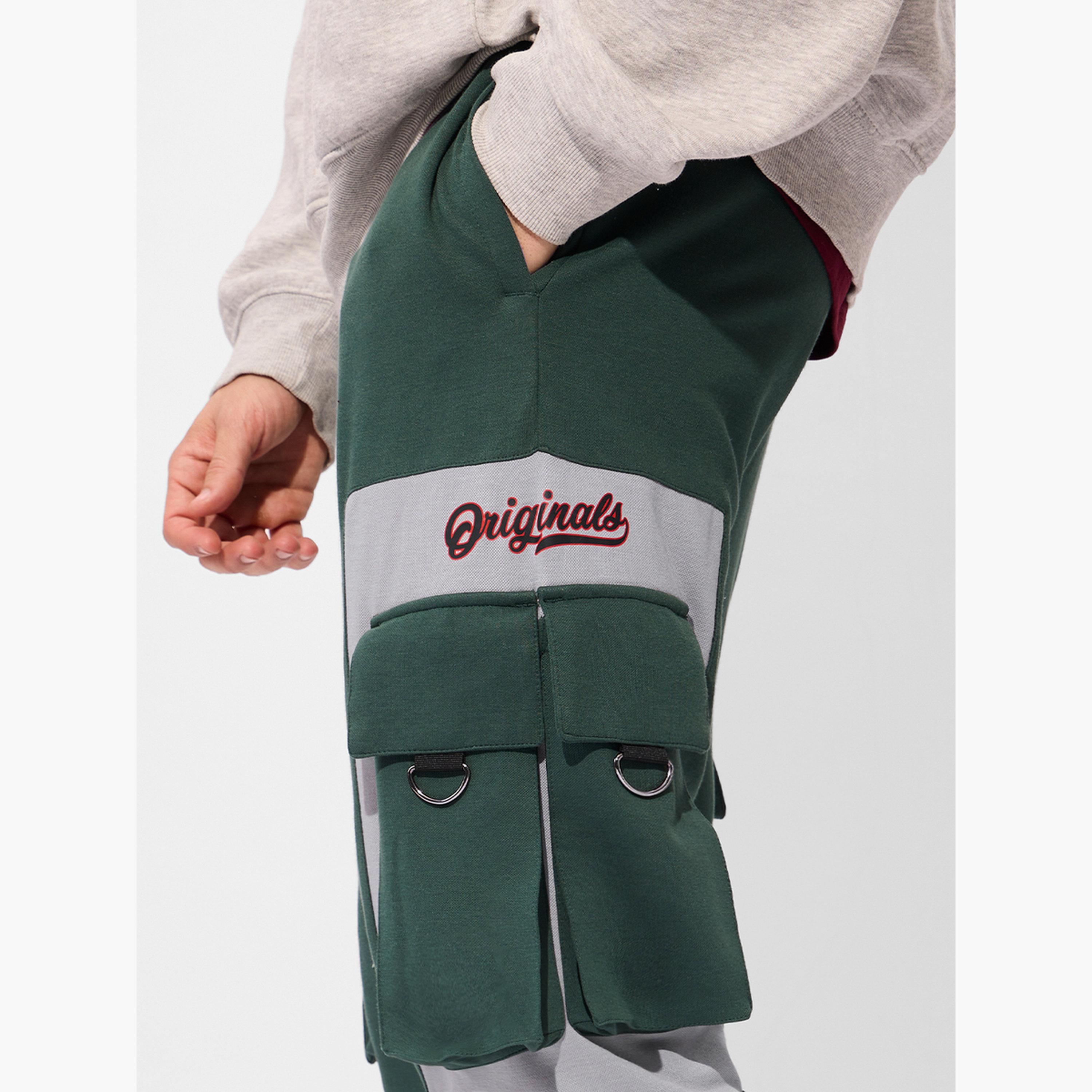 The Souled Store X Styli Men Green Color Block Oversized Cargo Joggers-men-clothing-bottoms-joggers-image-5