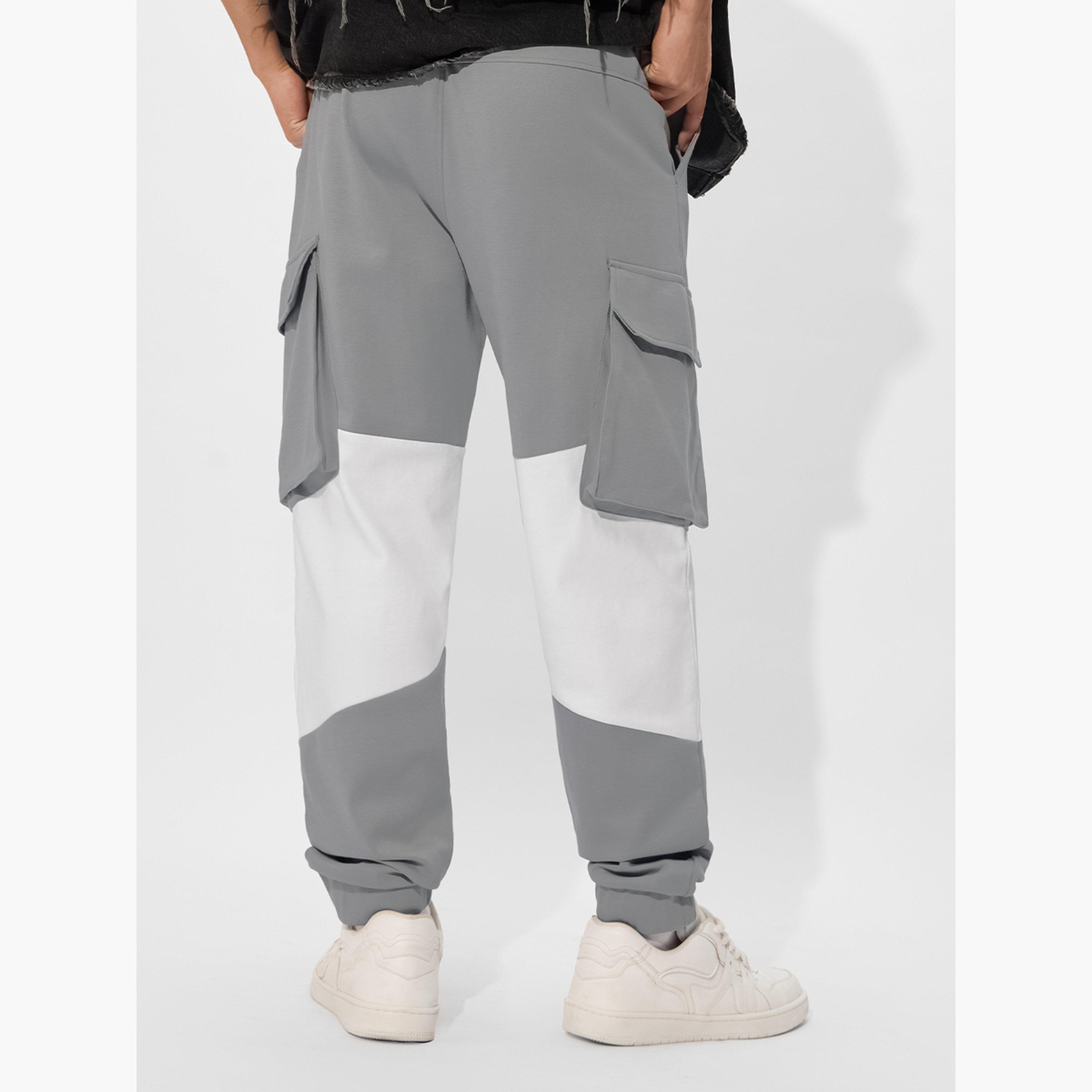 The Souled Store X Styli Men Grey Color Block Utility Cargo Joggers-men-clothing-bottoms-joggers-image-4