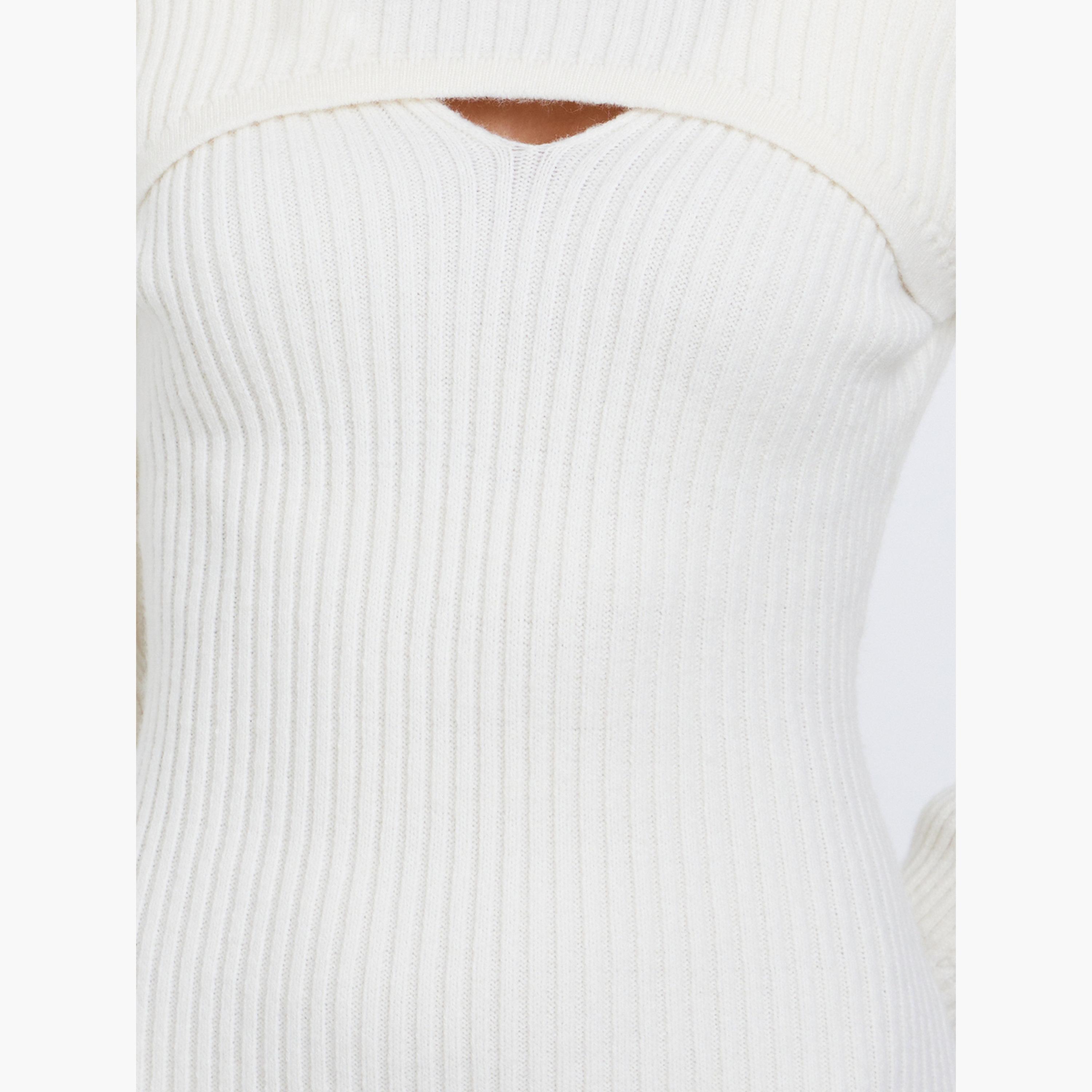 ستايلي - فستان محبوك لون اوف وايت بطول الركبة-women-clothing-dresses-image-4