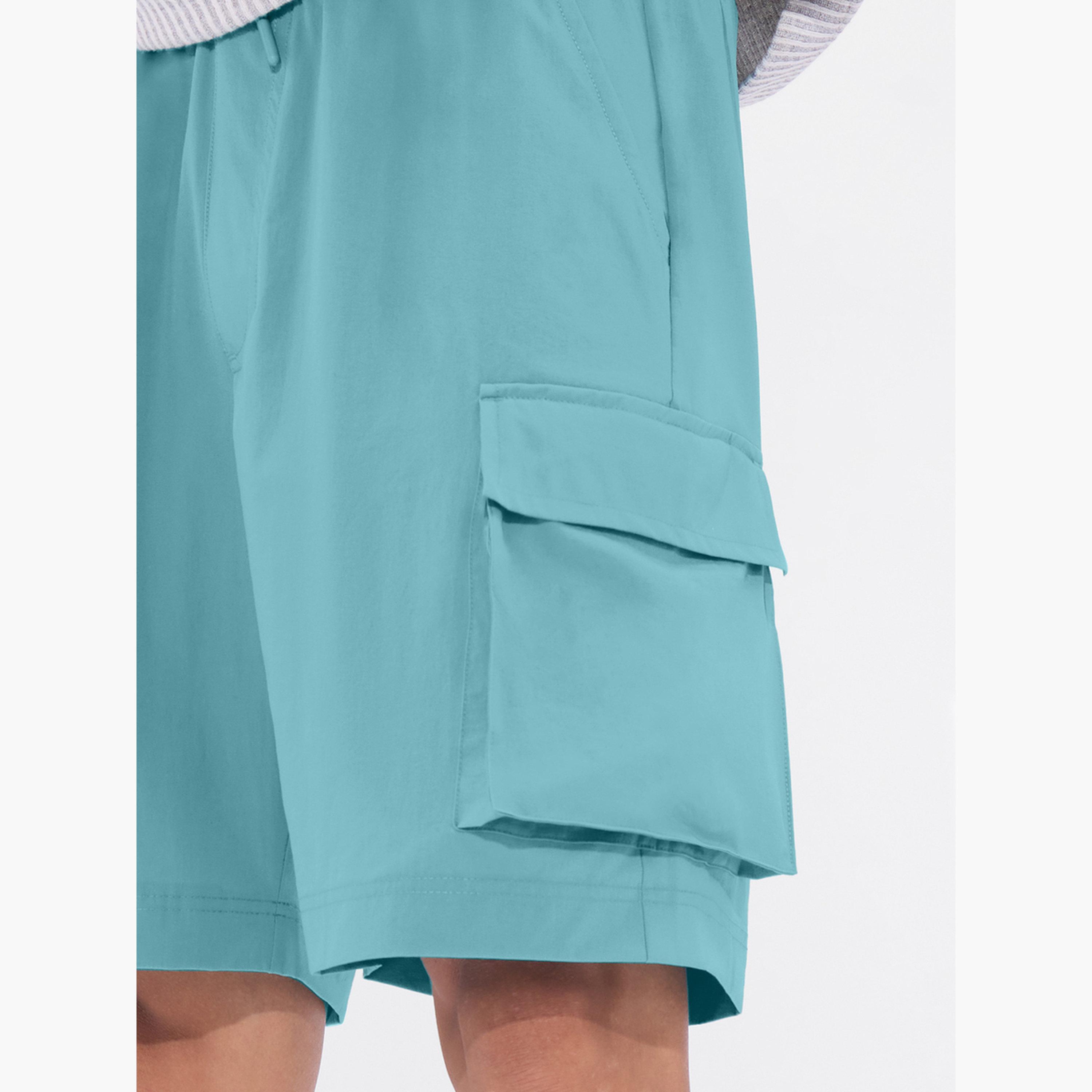 The Souled Store X Styli Men Blue Knee Length Cargo Shorts-men-clothing-bottoms-shorts-image-5