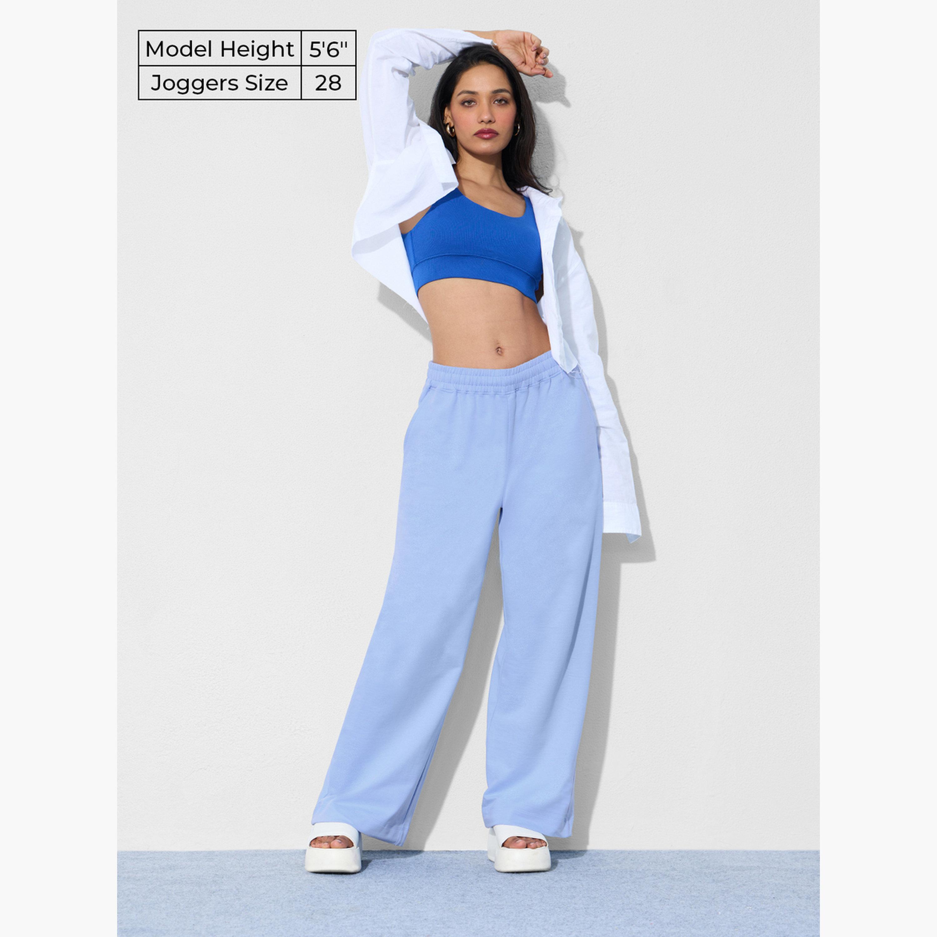 The Souled Store X Styli Women Blue Solid Flared Leg Joggers-women-clothing-bottoms-joggers-image-2