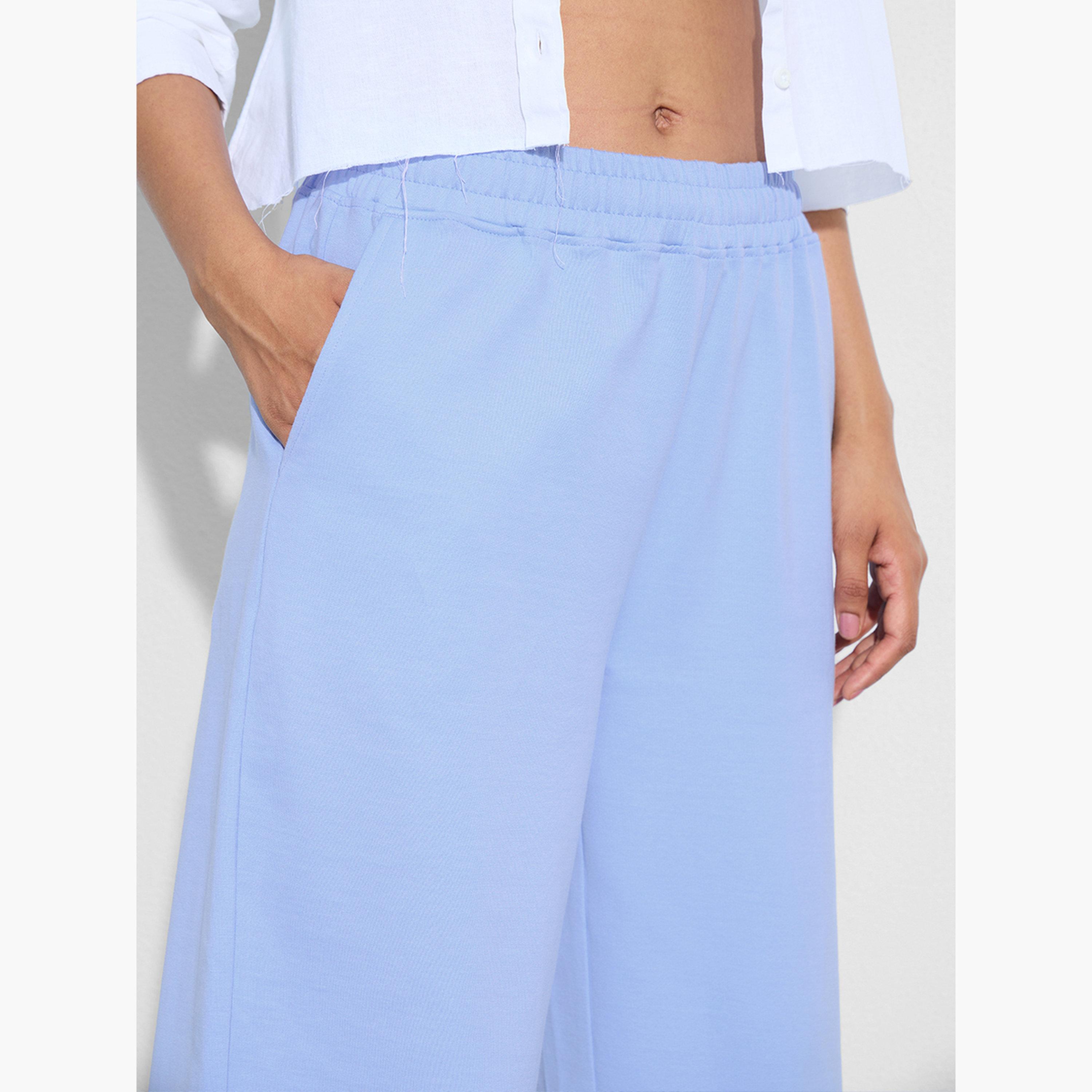 The Souled Store X Styli Women Blue Solid Flared Leg Joggers-women-clothing-bottoms-joggers-image-4