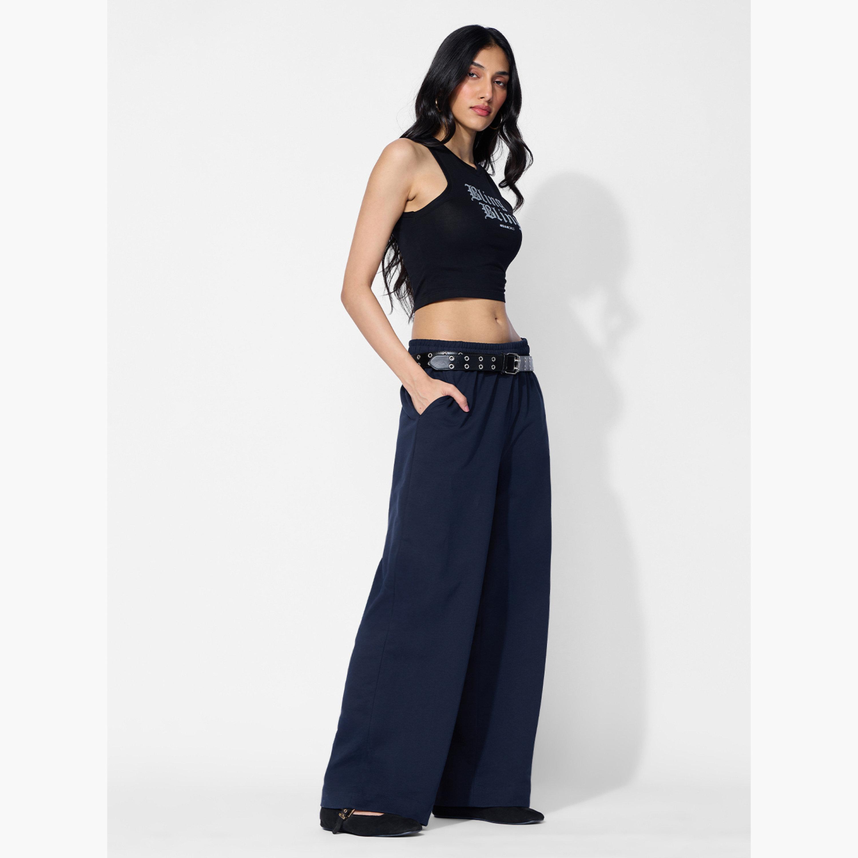 ذا سولد ستور × ستايلي - بنطال رياضي واسع الساق بلون أزرق داكن-women-clothing-bottoms-joggers-image-2
