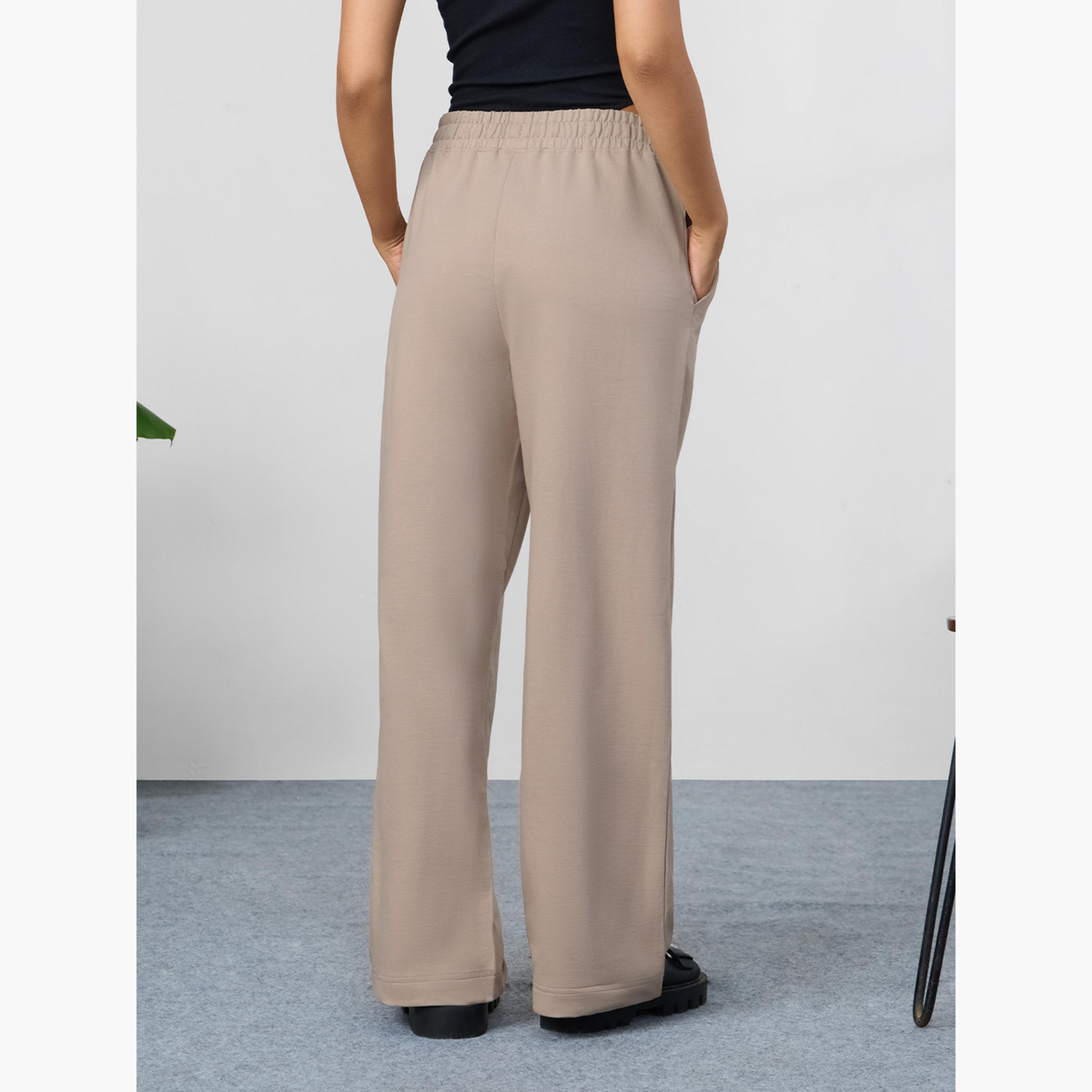 ذا سولد ستور × ستايلي - بنطال رياضي بني سادة واسع الساق-women-clothing-bottoms-joggers-image-3