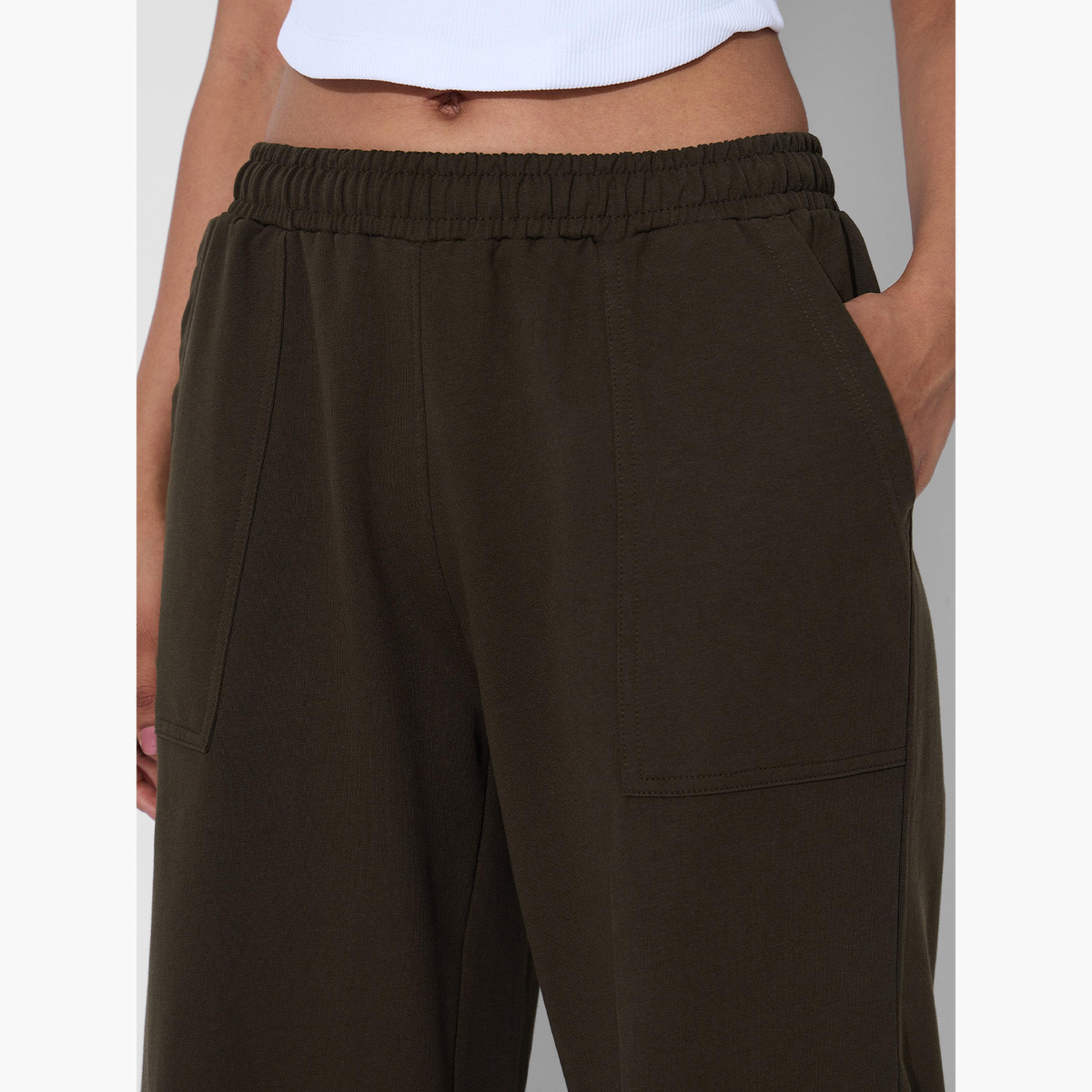 ذا سولد ستور × ستايلي - بنطال رياضي فضفاض لون بني مع تفاصيل حواف-women-clothing-bottoms-joggers-image-5