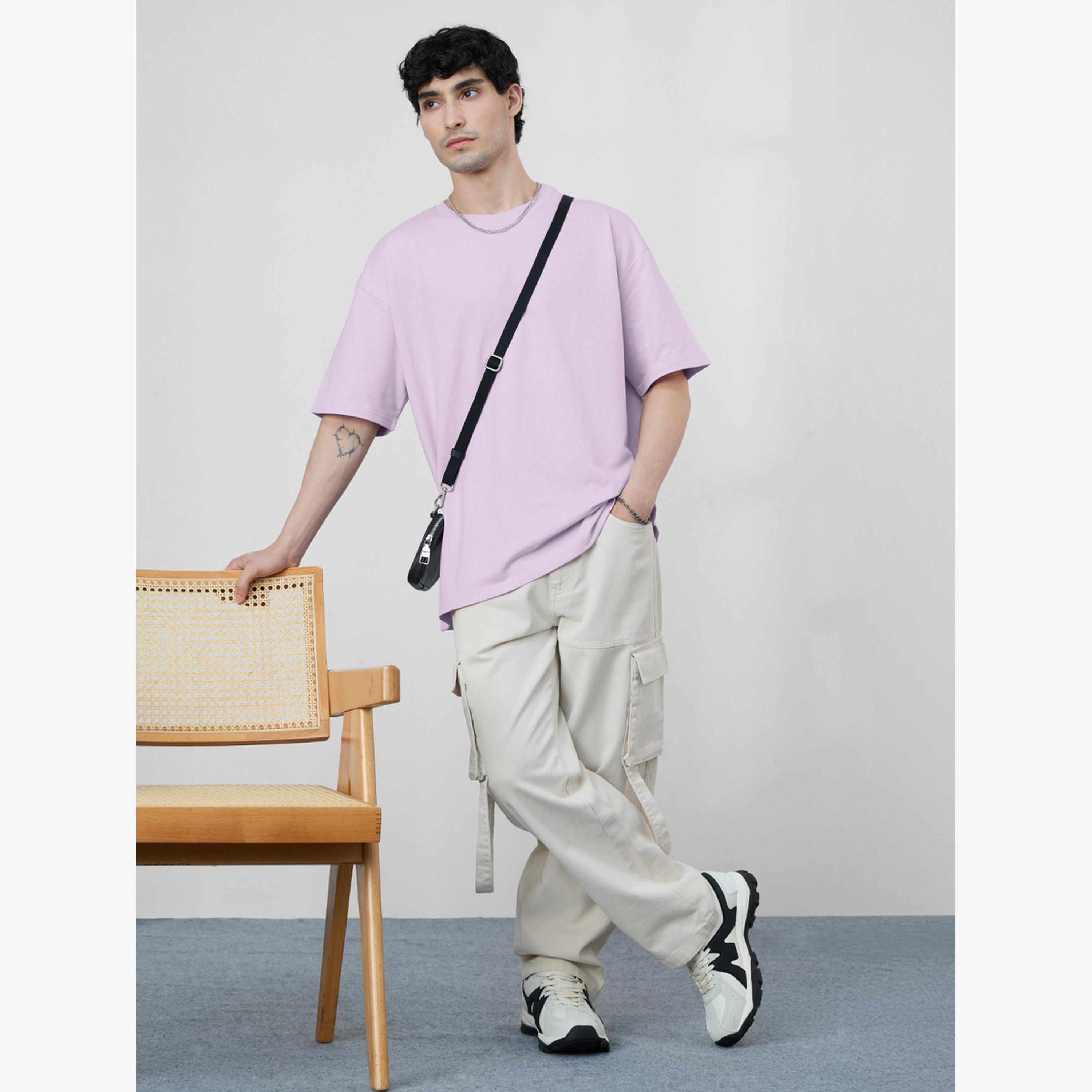 The Souled Store X Styli Men Lilac Oversized Dropped Shoulder T-Shirt-men-clothing-tshirtsandpolos-tshirts-image-2