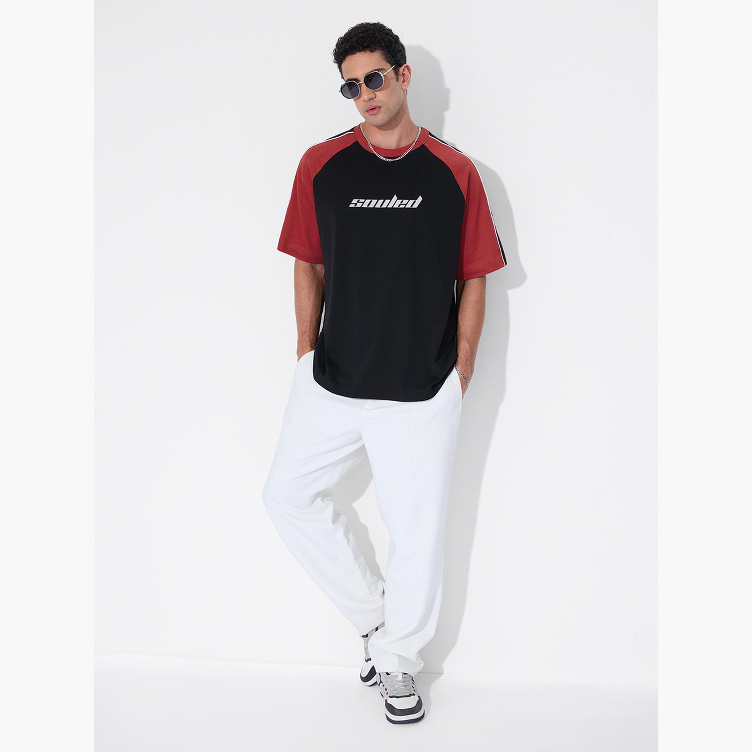 The Souled Store X Styli Men Black Color Block Oversized T-Shirt-men-clothing-tshirtsandpolos-tshirts-image-2