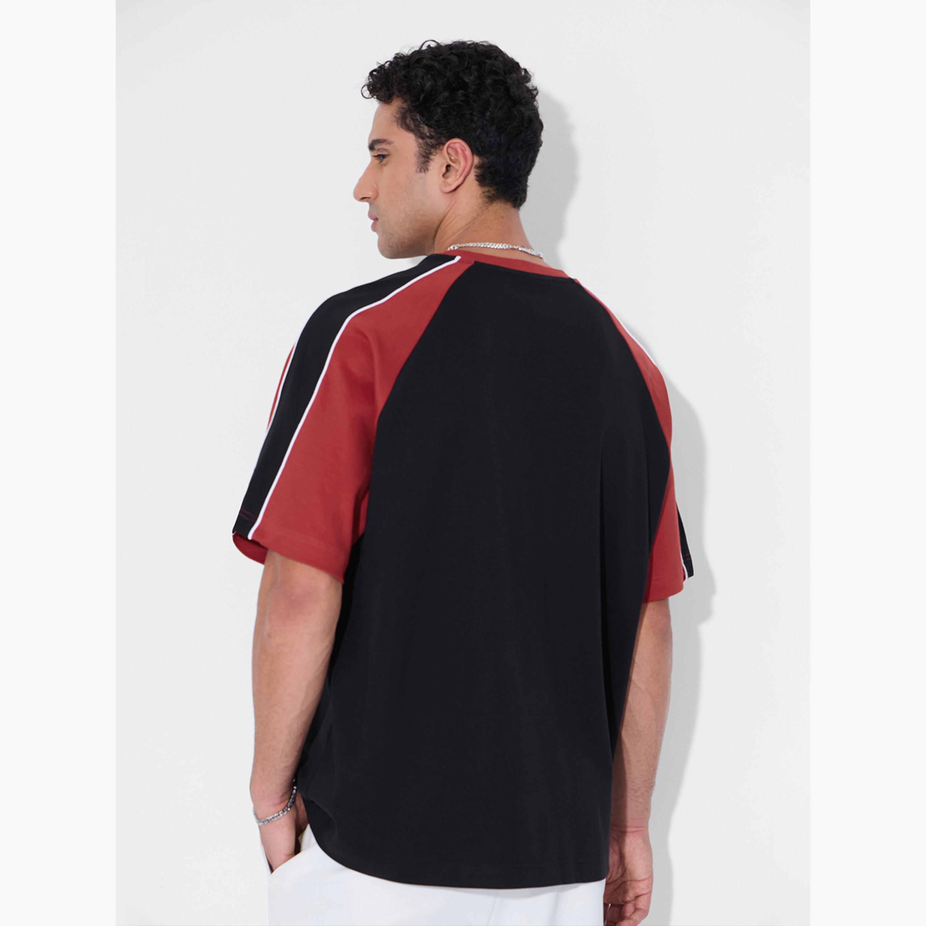 The Souled Store X Styli Men Black Color Block Oversized T-Shirt-men-clothing-tshirtsandpolos-tshirts-image-4
