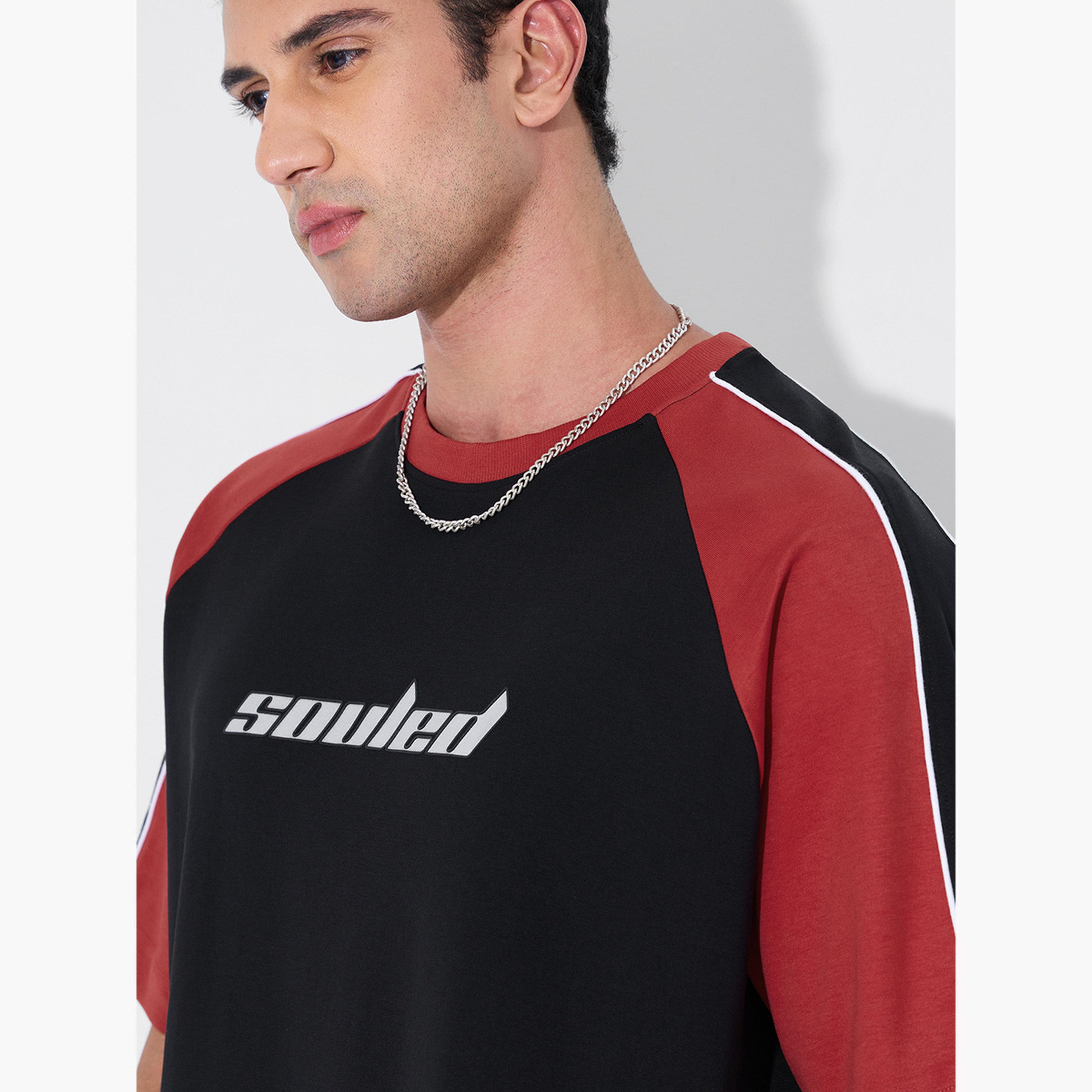 The Souled Store X Styli Men Black Color Block Oversized T-Shirt-men-clothing-tshirtsandpolos-tshirts-image-5