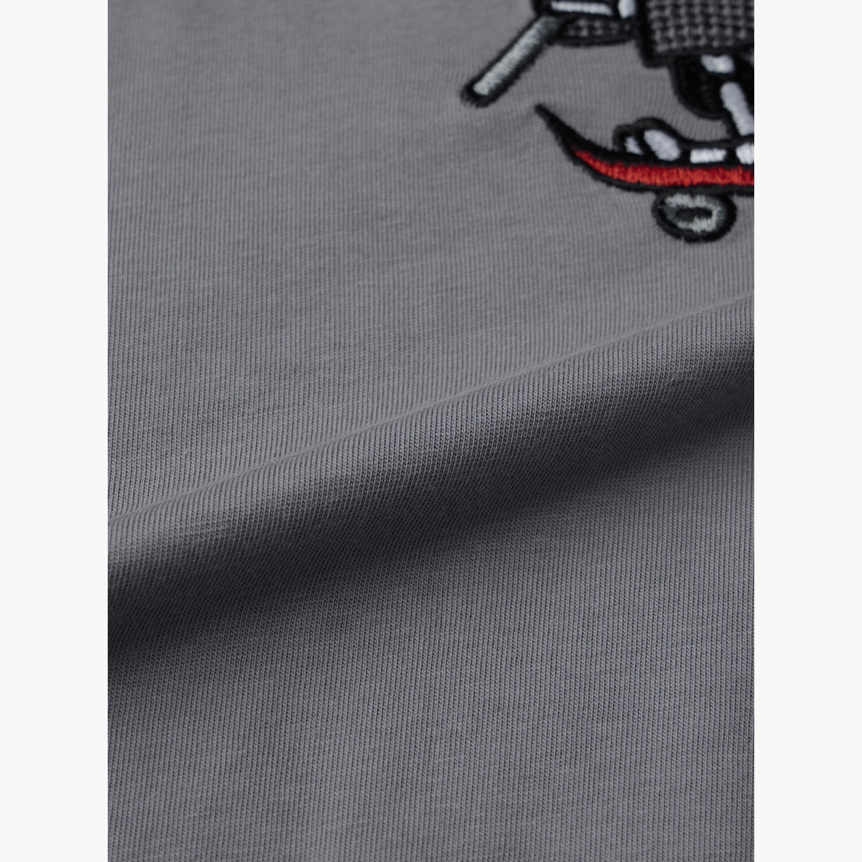 The Souled Store X Styli Men Grey Embroidered Relaxed Fit T-Shirt-men-clothing-tshirtsandpolos-tshirts-image-6