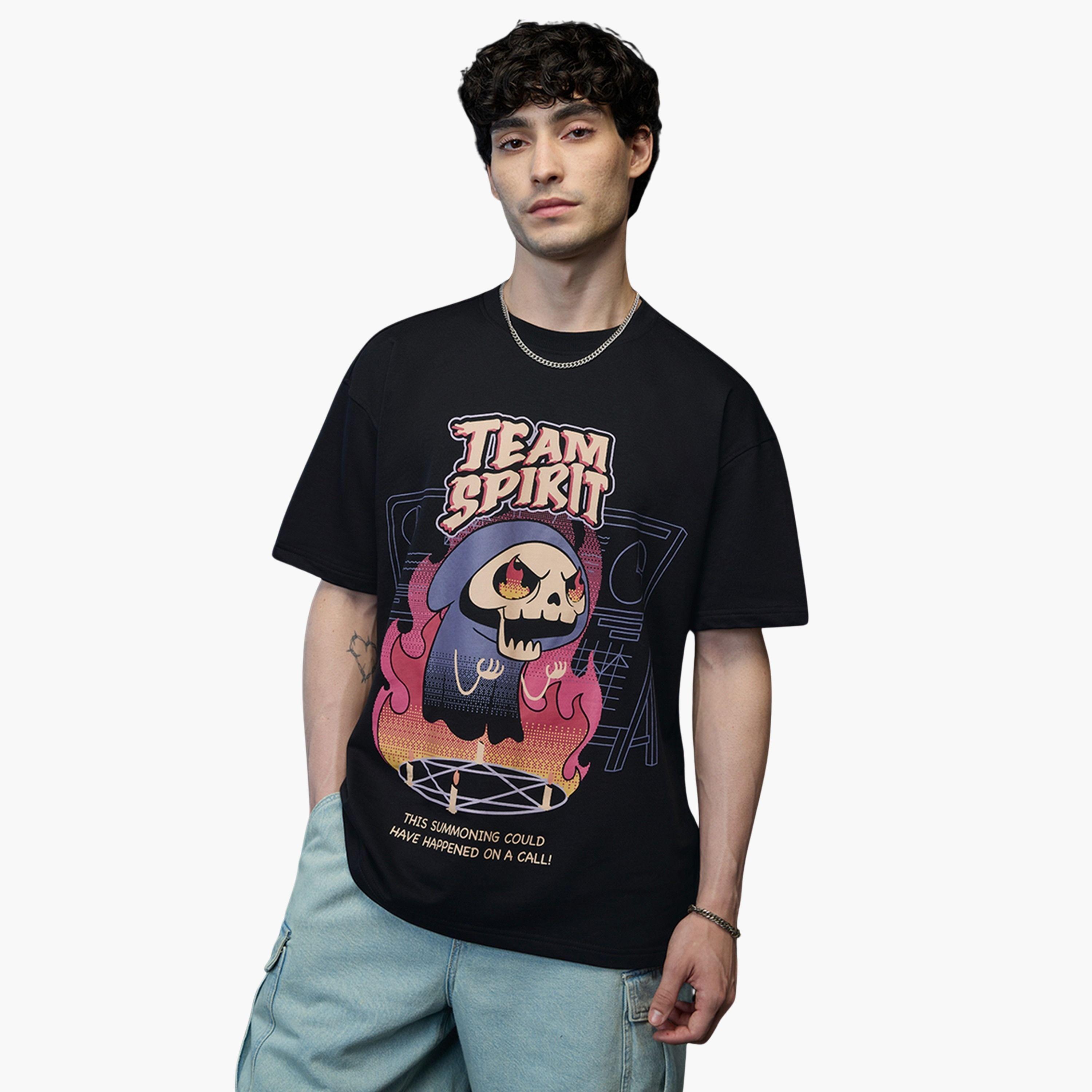 The Souled Store X Styli Men Black Oversized Longline T-Shirt-men-clothing-tshirtsandpolos-tshirts-image-1