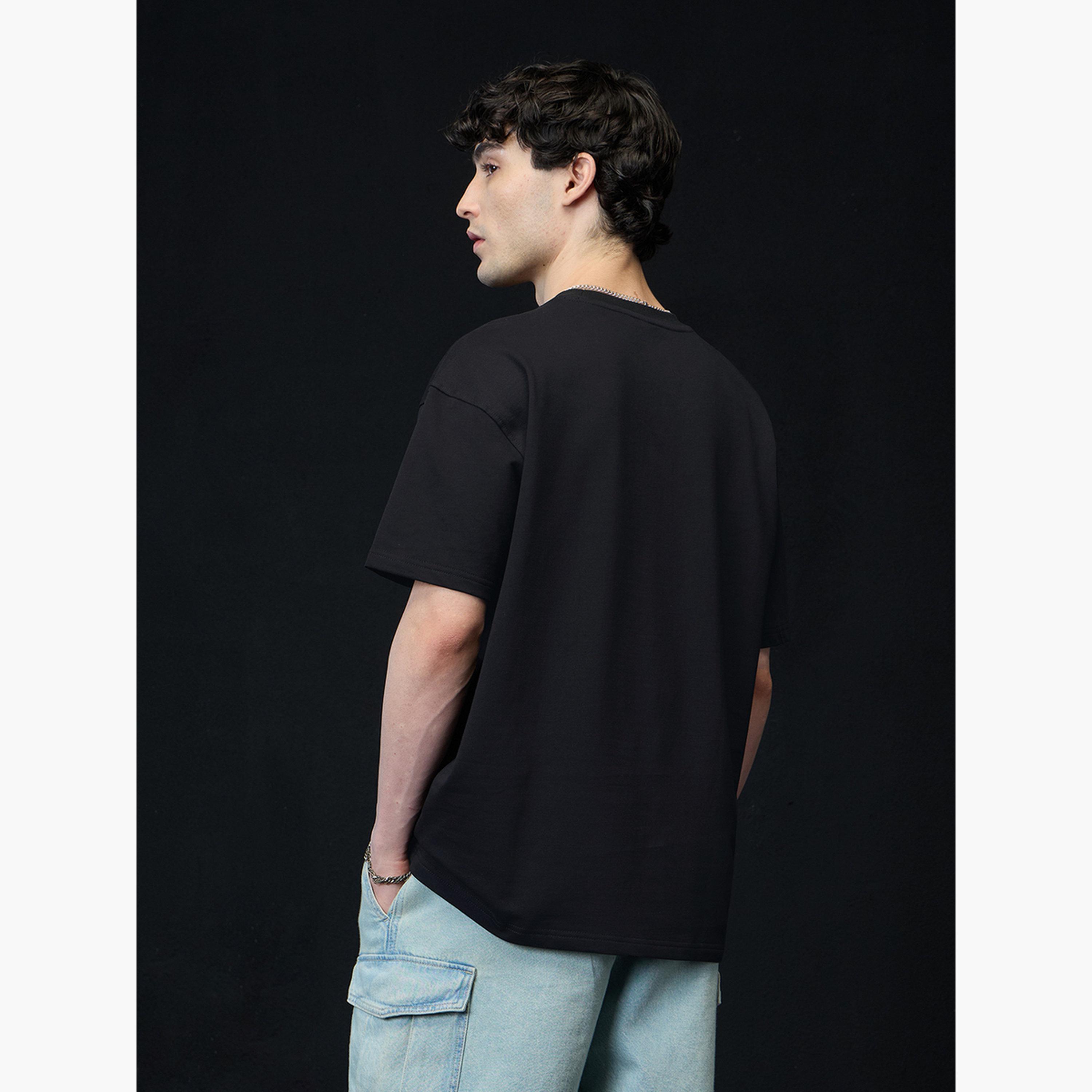 The Souled Store X Styli Men Black Oversized Longline T-Shirt-men-clothing-tshirtsandpolos-tshirts-image-3