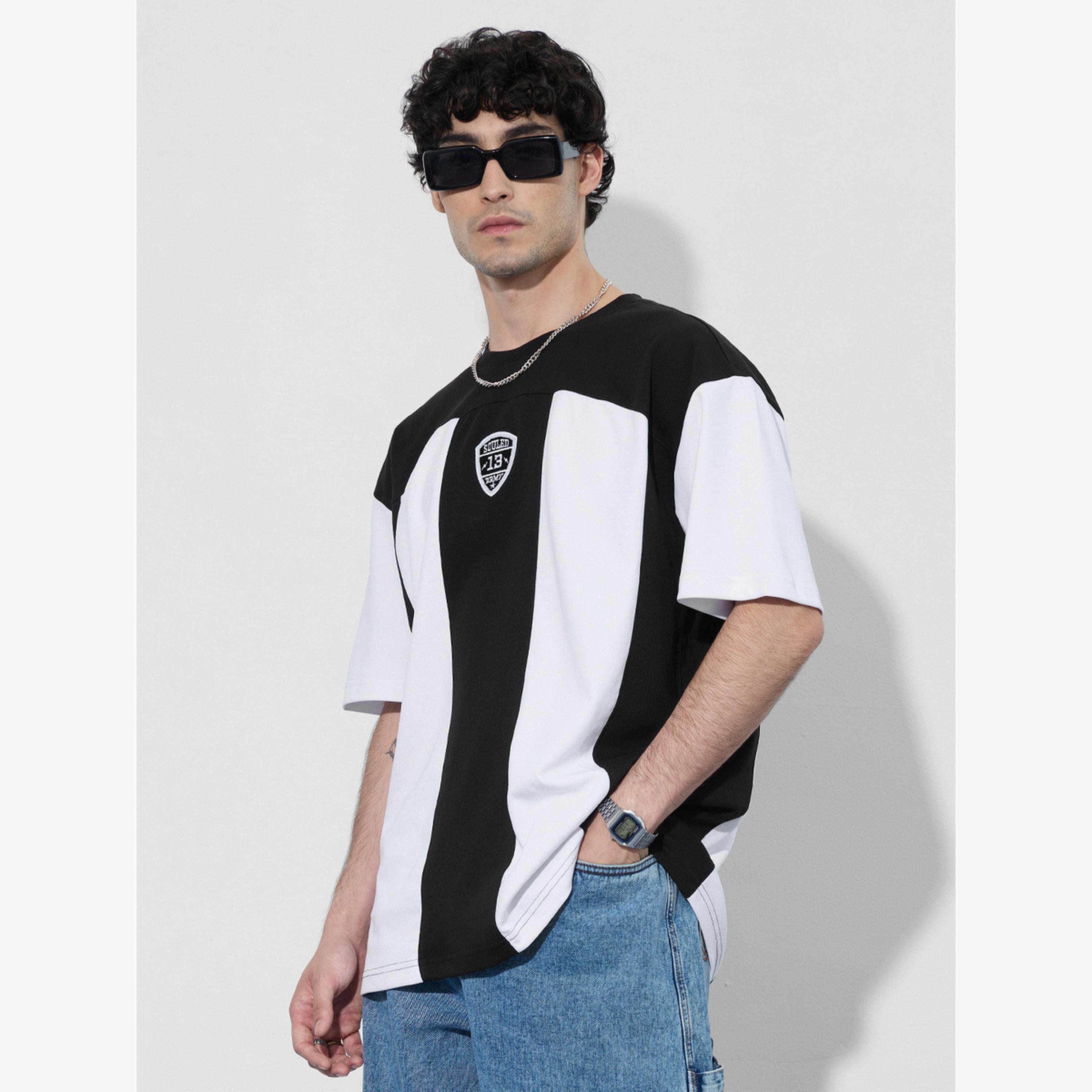 The Souled Store X Styli Men Black Color Block Oversized T-Shirt-men-clothing-tshirtsandpolos-tshirts-image-3