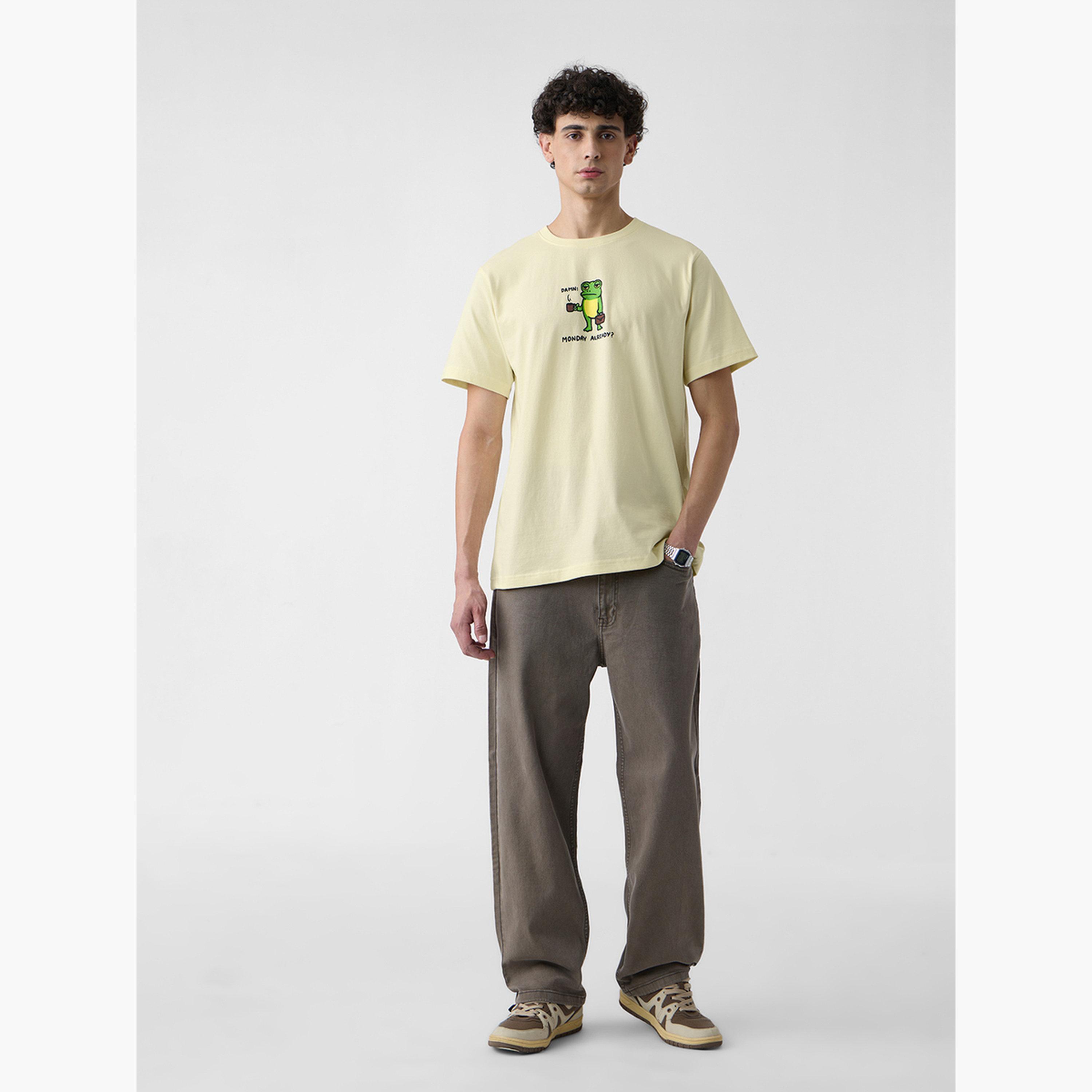 The Souled Store X Styli Men Yellow Frog Graphic Relaxed Fit T-Shirt-men-clothing-tshirtsandpolos-tshirts-image-2