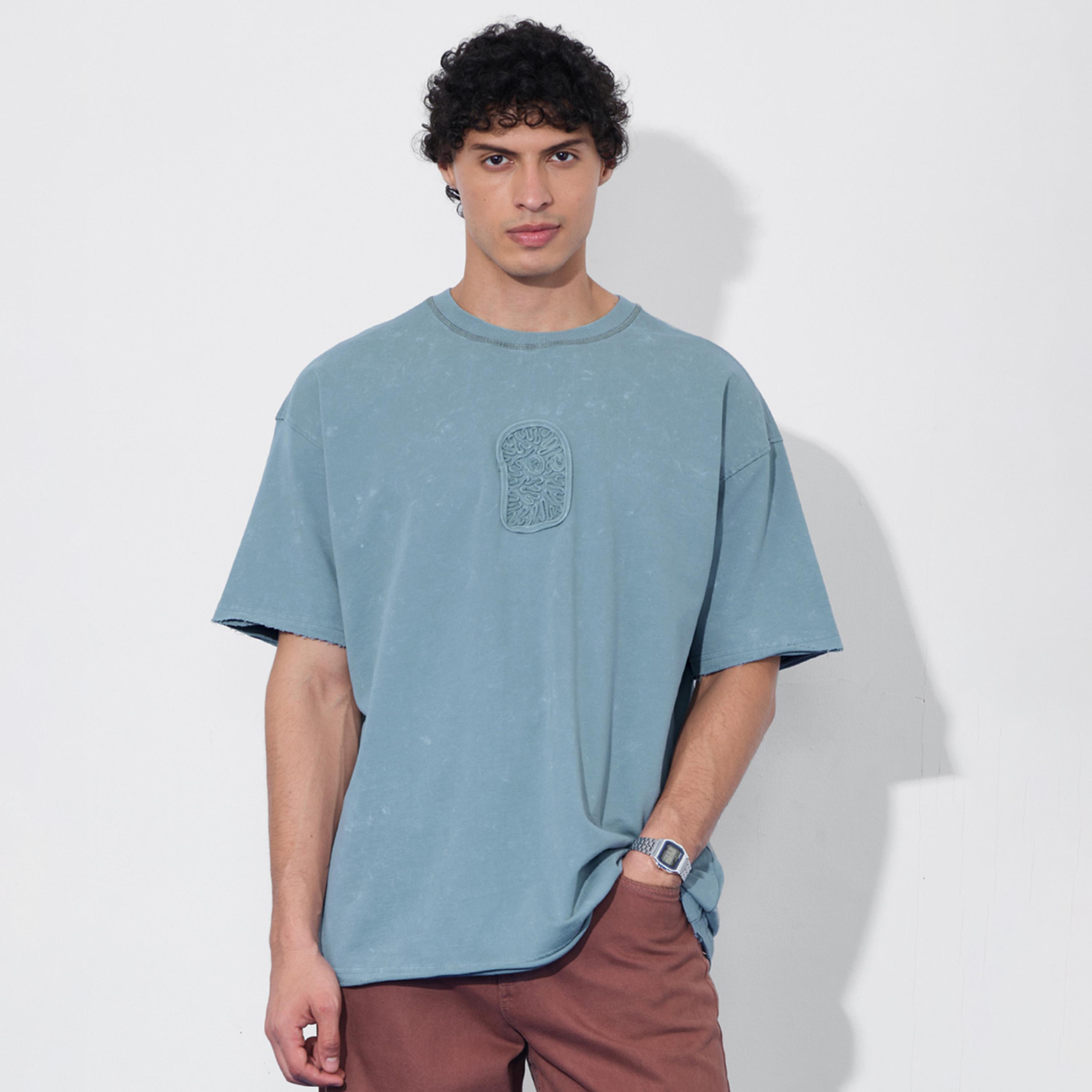 The Souled Store X Styli Men Blue Vintage Wash Oversized T-Shirt-men-clothing-tshirtsandpolos-tshirts-image-1