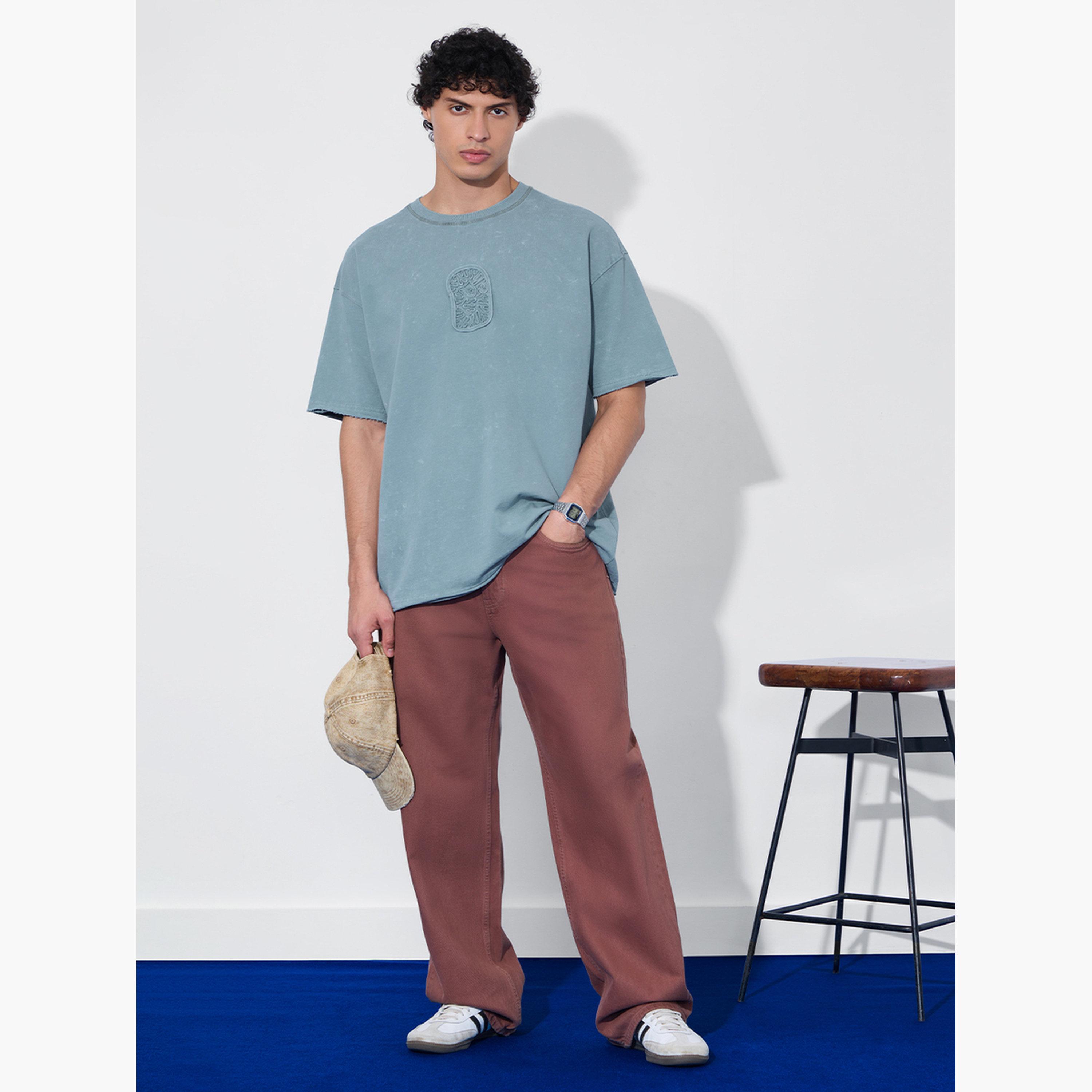 The Souled Store X Styli Men Blue Vintage Wash Oversized T-Shirt-men-clothing-tshirtsandpolos-tshirts-image-2