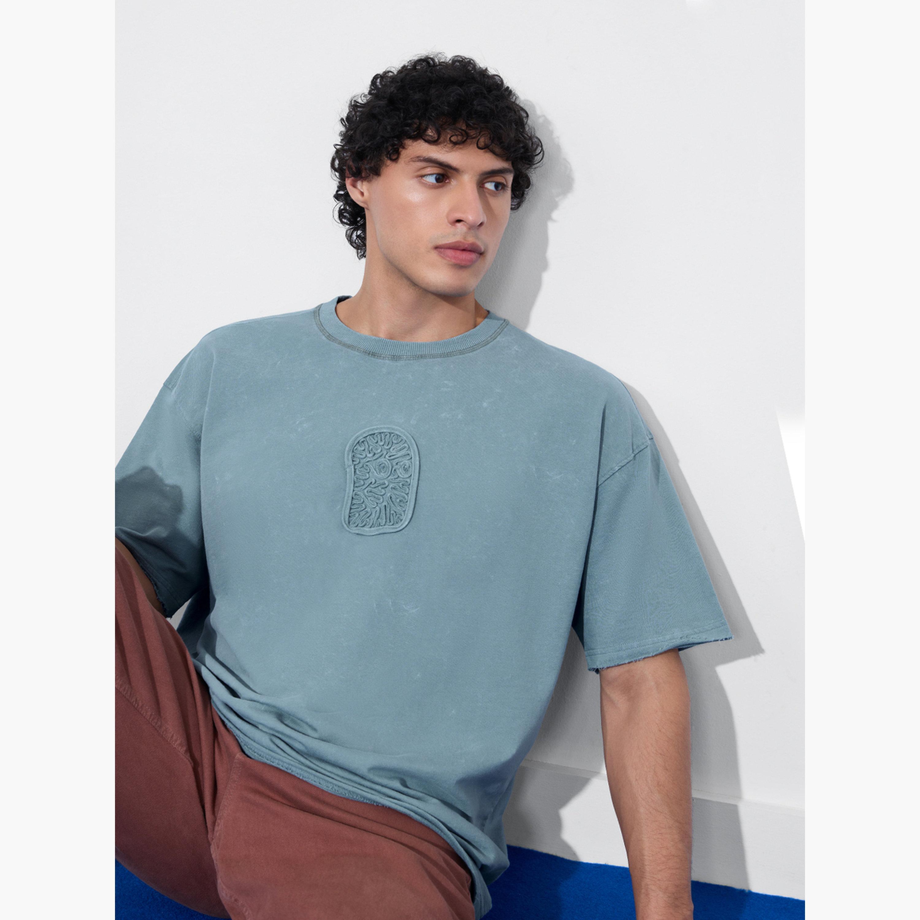 The Souled Store X Styli Men Blue Vintage Wash Oversized T-Shirt-men-clothing-tshirtsandpolos-tshirts-image-3