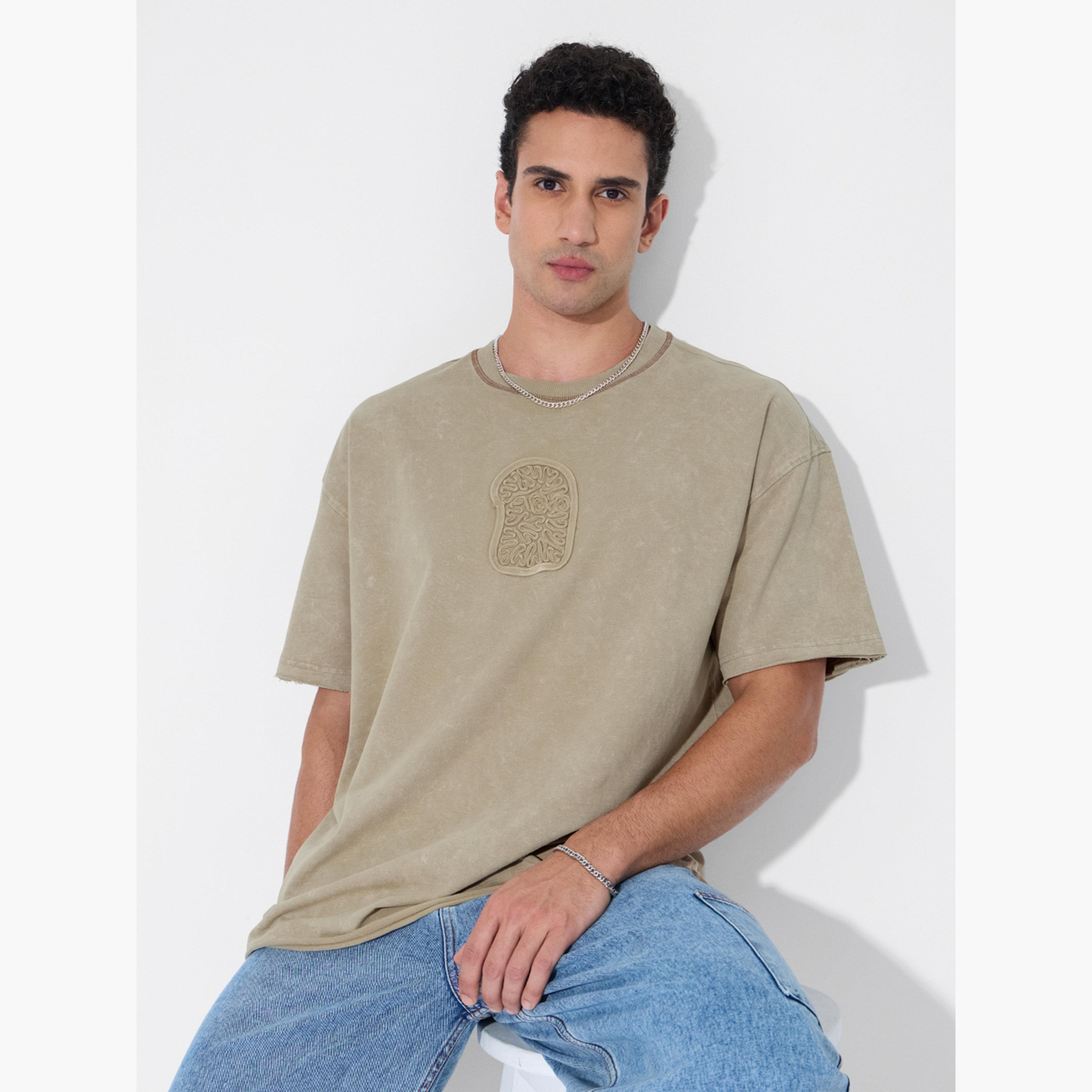 The Souled Store X Styli Men Beige Vintage Wash Oversized T-Shirt-men-clothing-tshirtsandpolos-tshirts-image-3
