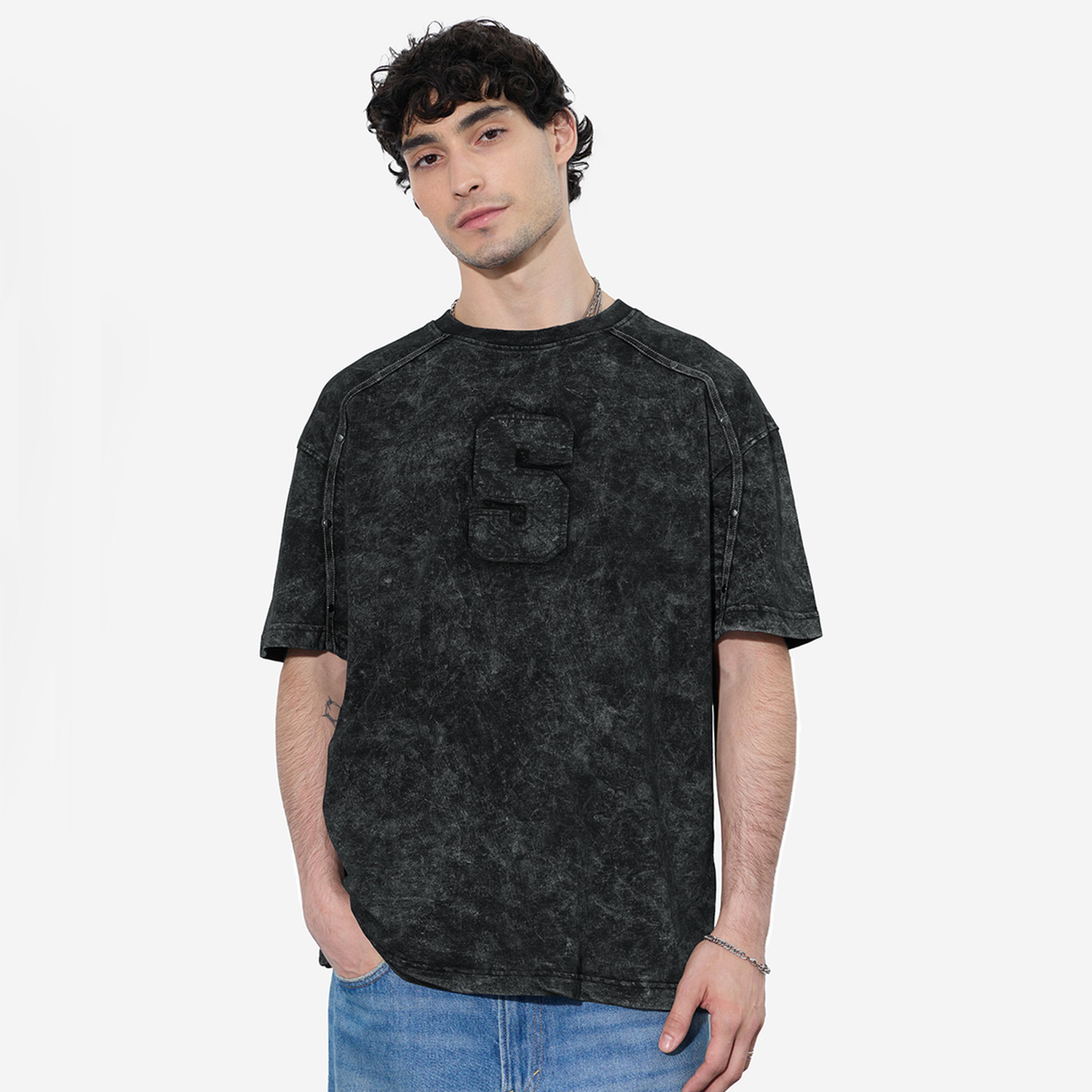 The Souled Store X Styli Men Black Vintage Wash Oversized T-Shirt-men-clothing-tshirtsandpolos-tshirts-image-1