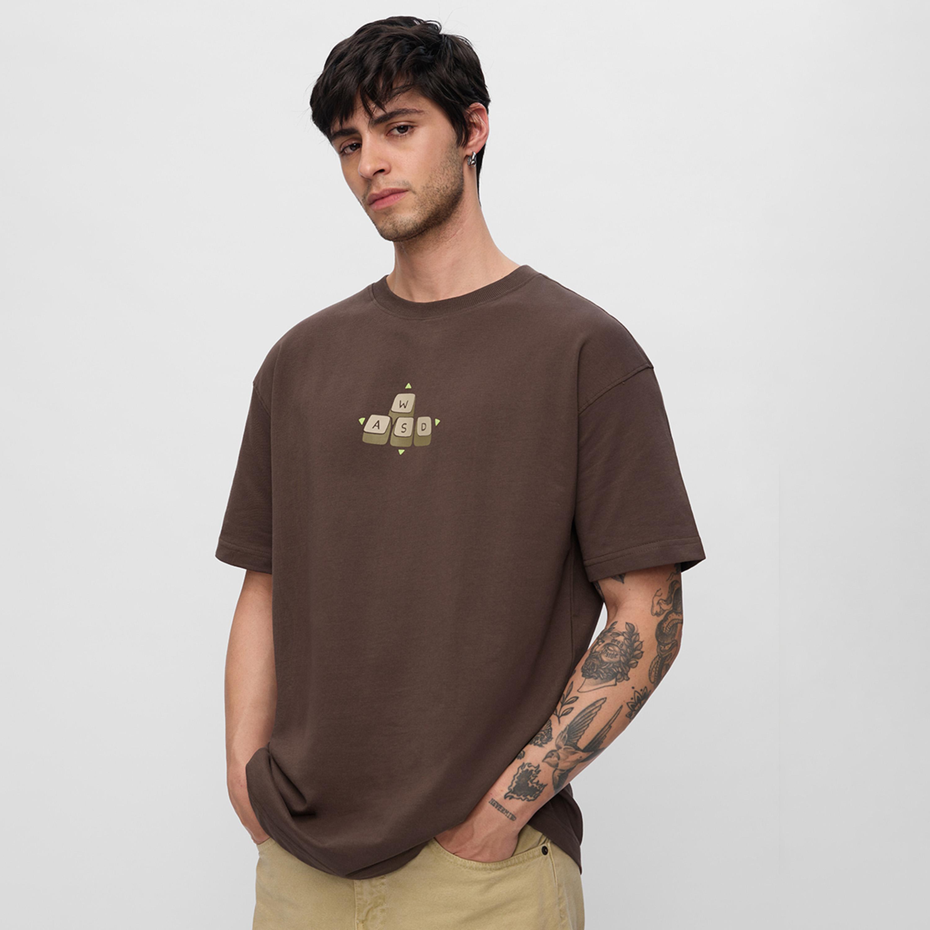 The Souled Store X Styli Men Brown Gaming Graphic Oversized T-Shirt-men-clothing-tshirtsandpolos-tshirts-image-1