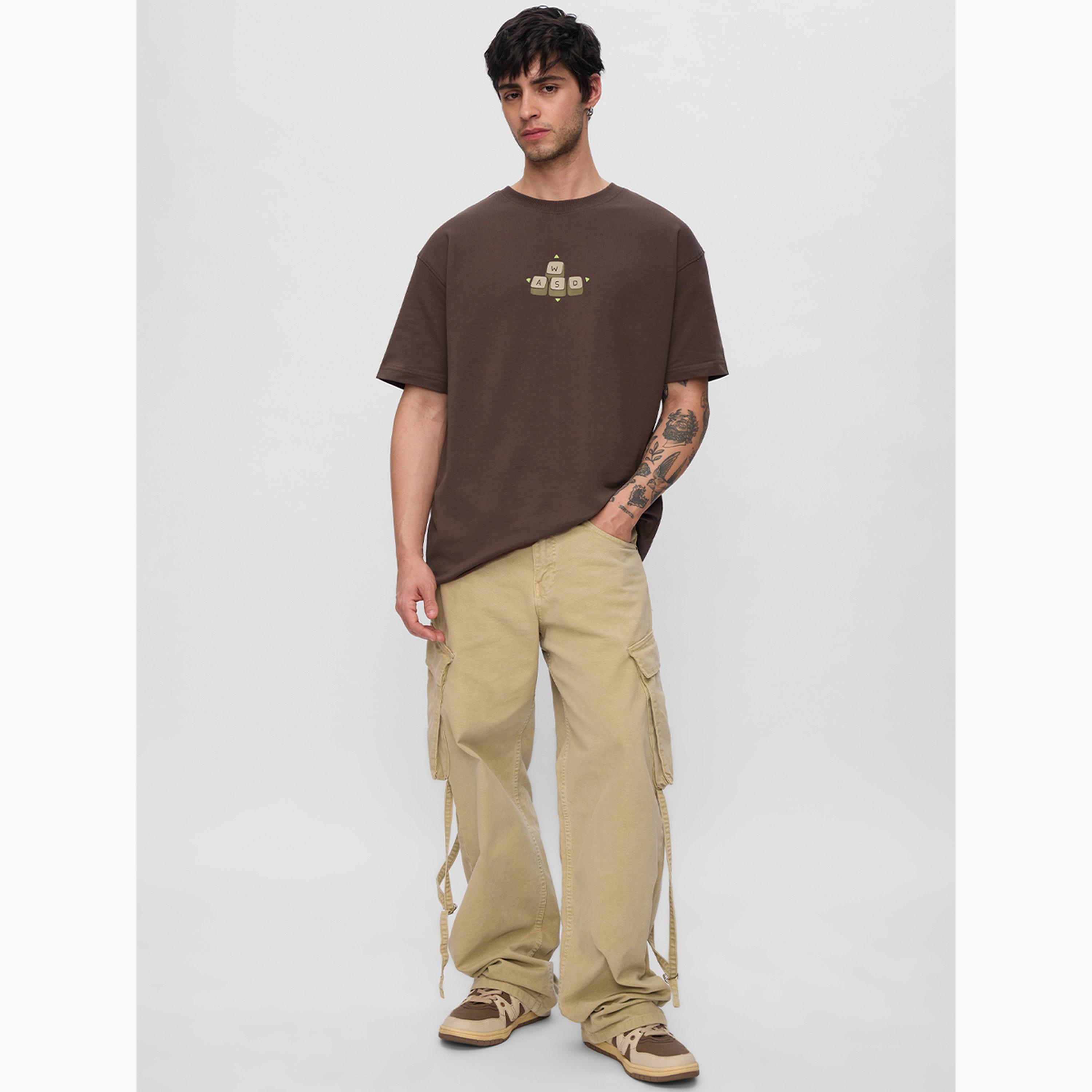 The Souled Store X Styli Men Brown Gaming Graphic Oversized T-Shirt-men-clothing-tshirtsandpolos-tshirts-image-2