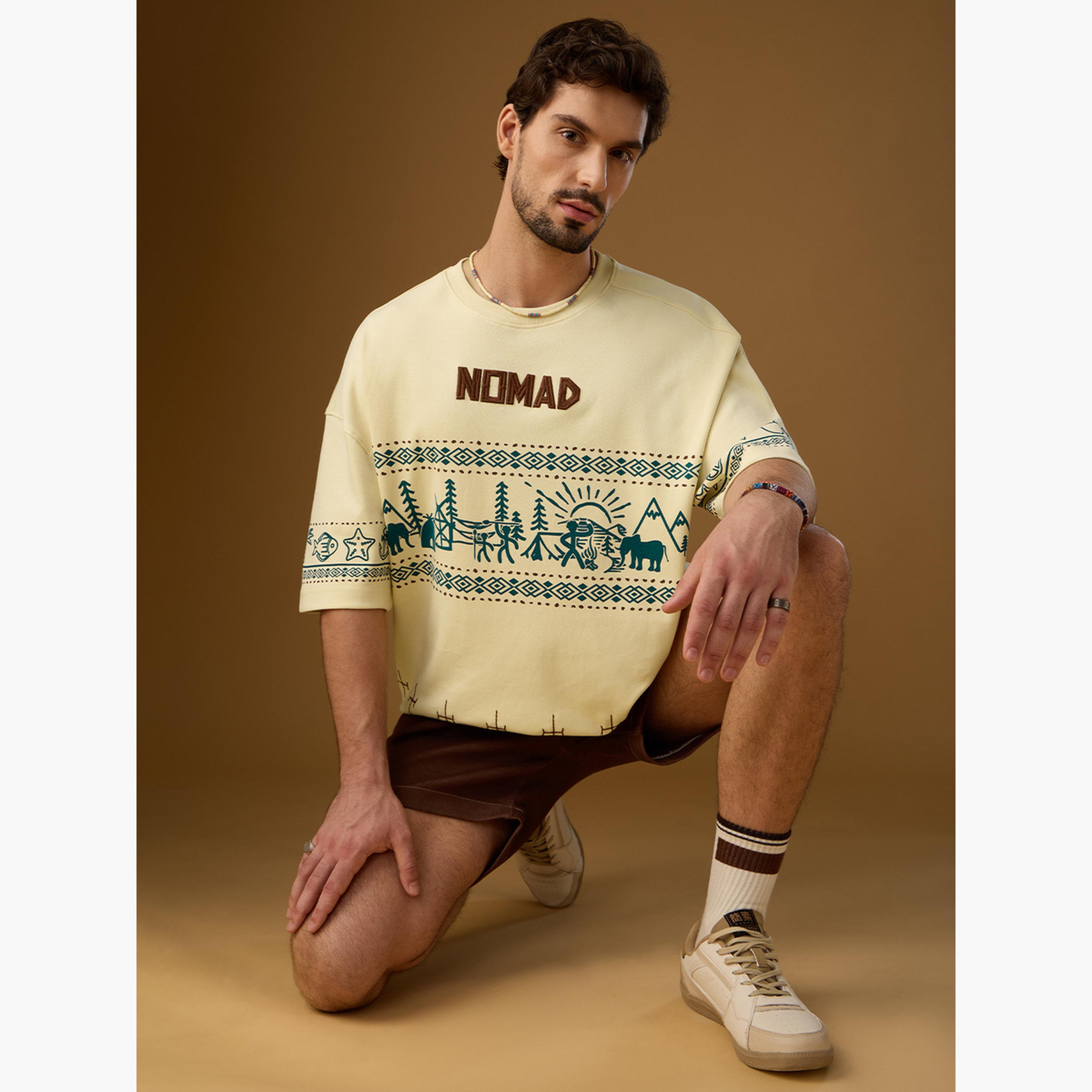 ذا سولد ستور × ستايلي - تي شيرت رجالي حجم كبير برسومات كريمية-men-clothing-tshirtsandpolos-tshirts-image-3