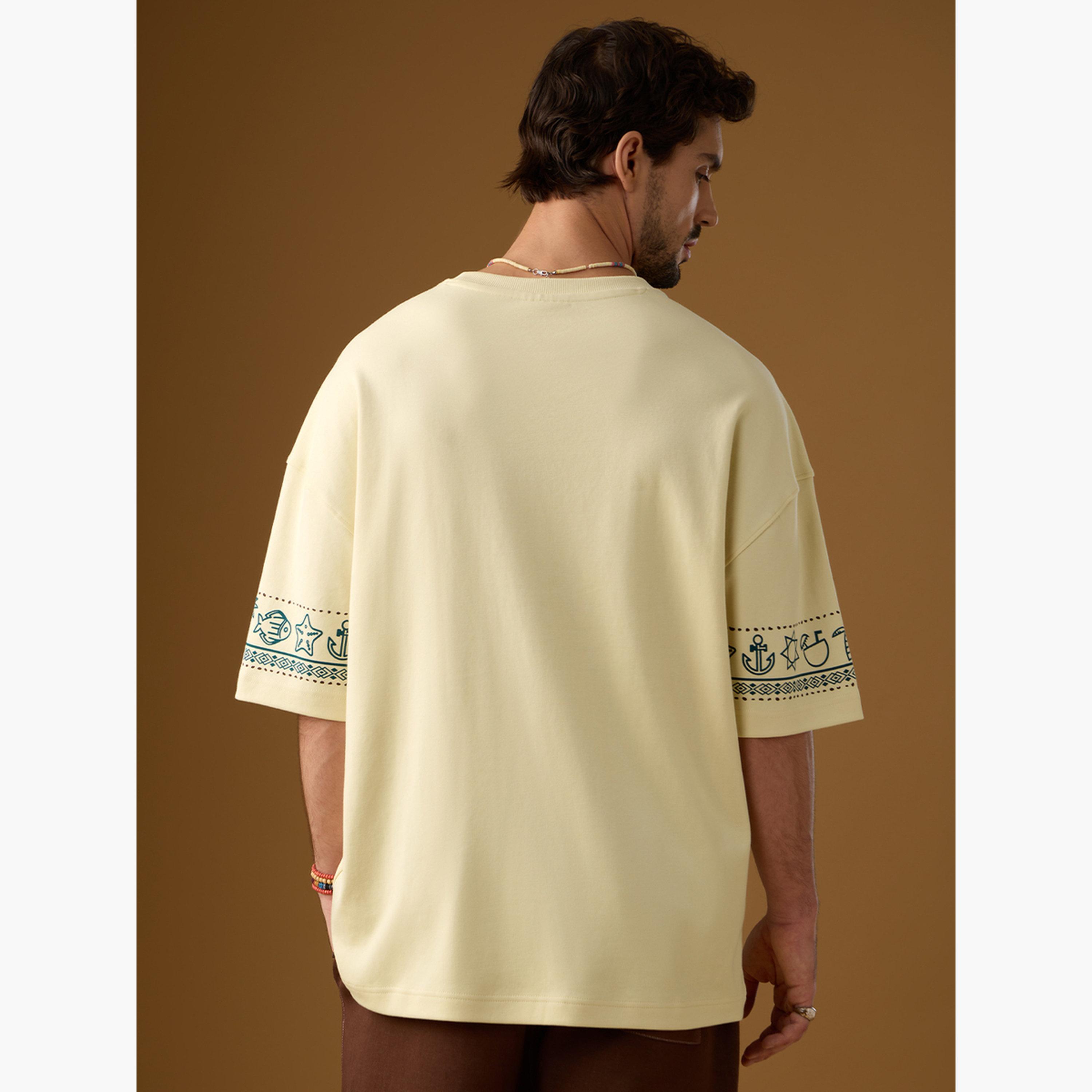 ذا سولد ستور × ستايلي - تي شيرت رجالي حجم كبير برسومات كريمية-men-clothing-tshirtsandpolos-tshirts-image-5